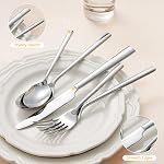 KINGSTONE Silverware Set, 60-Piece Forged Flatware Set Cutlery Set Premium Stainless Steel, Service for 12, for Home, Wedding, Party, Mirror Polished and Dishwasher Safe