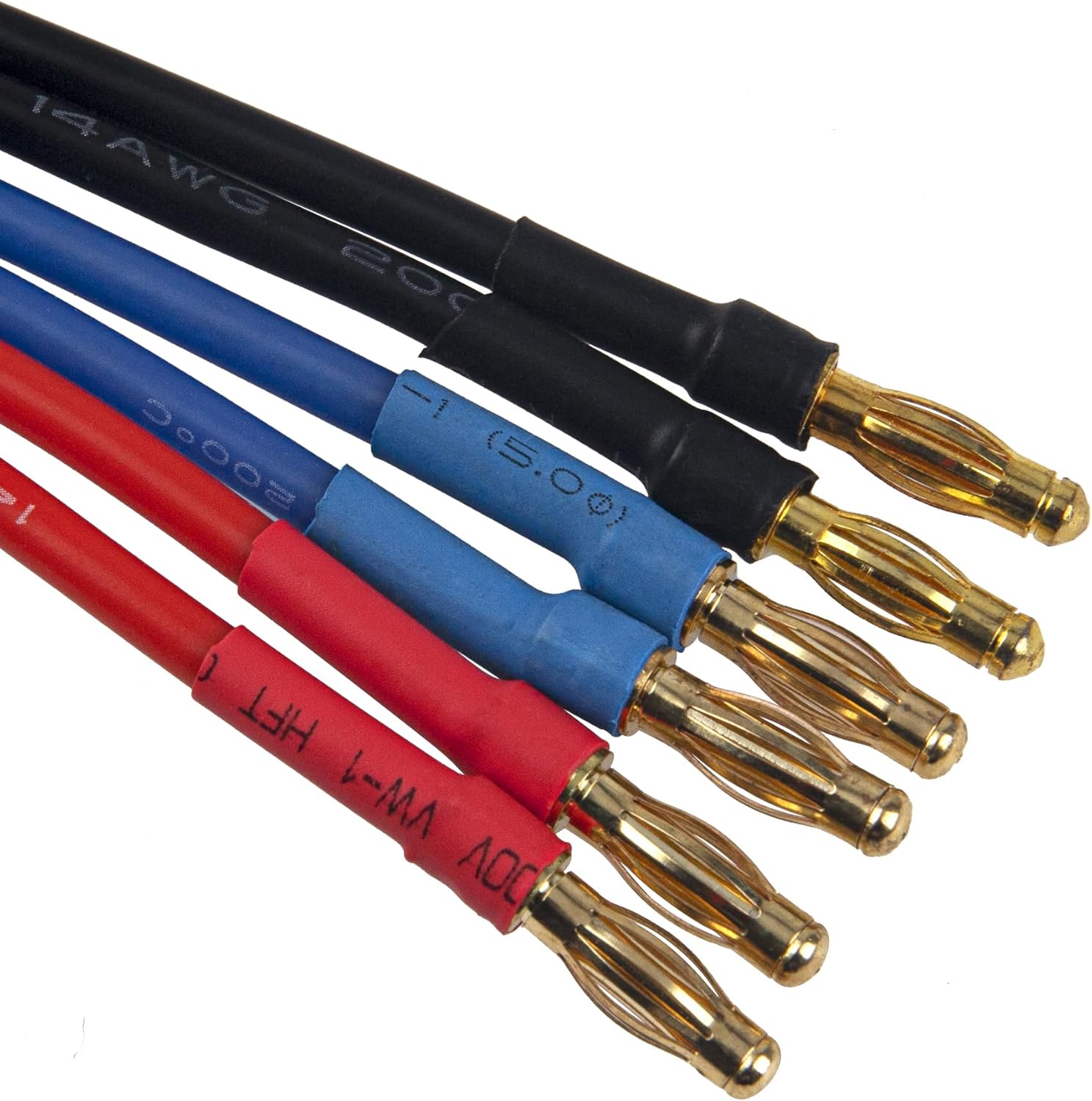 6Pack 7.87" 14AWG 4.0mm Gold Bullet Connector 4mm Banana Plug Extension Cable Male Female Wire for RC Car Boat Brushless Motor ESC