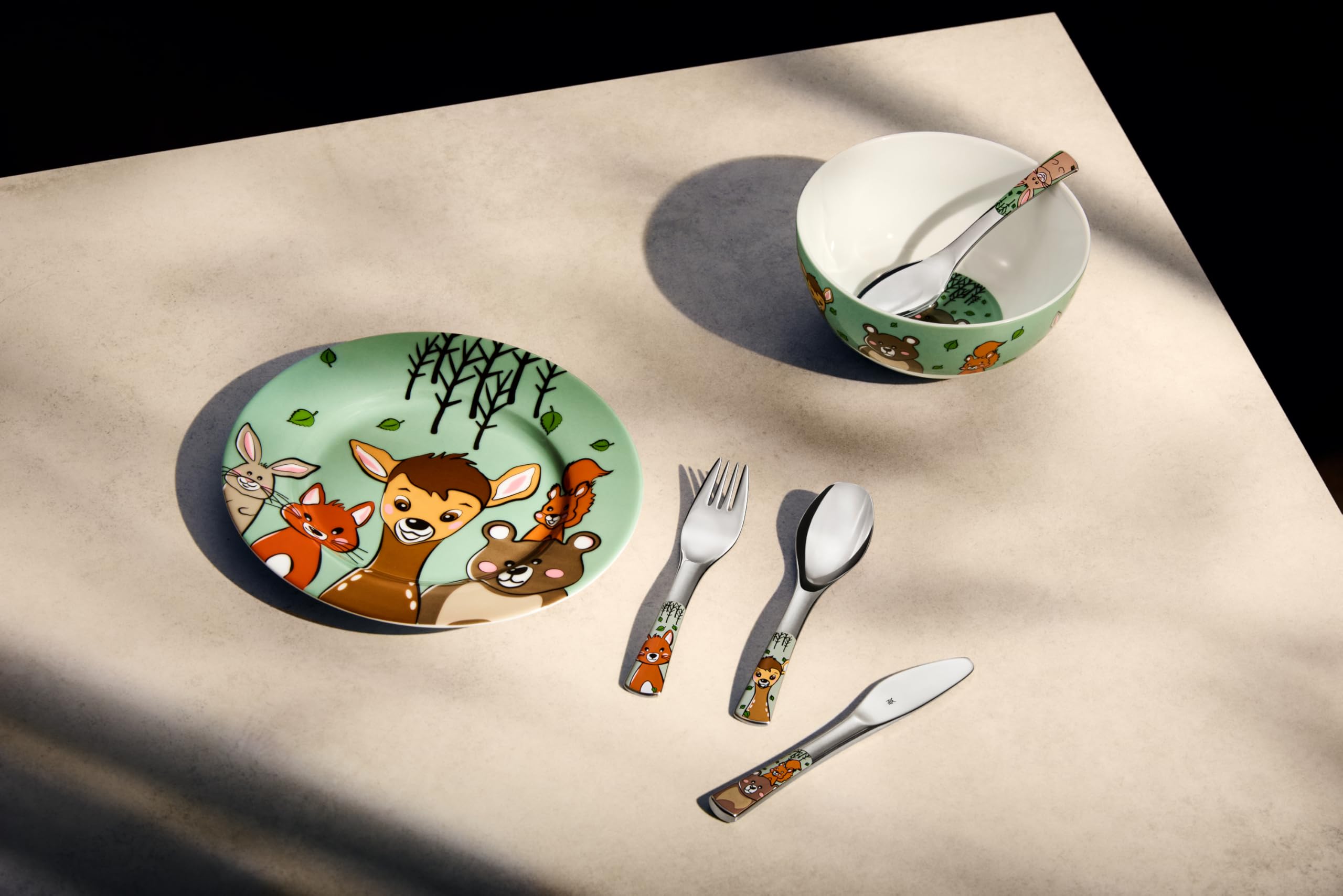 Posate per bambini WMF Forest Friends con incisione del nome - bellissimo set di posate per bambini - regali di battesimo personalizzati con incisione - idee regalo per bambine e bambini dai 3 anni