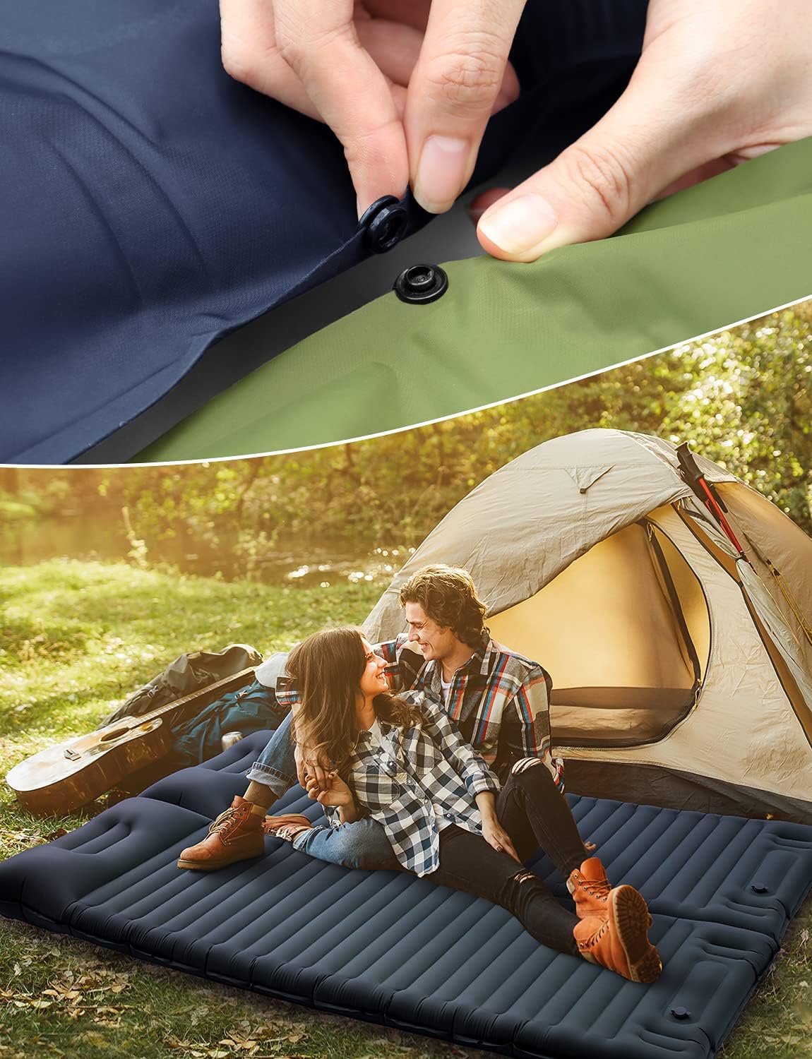 YISSVIC Sleeping Pad Extra Thickness Sleeping Pads for Camping Inflatable 3.15 Inches Camping Sleeping Pad with Built-in Pump and Pillow for Traveling, Hiking