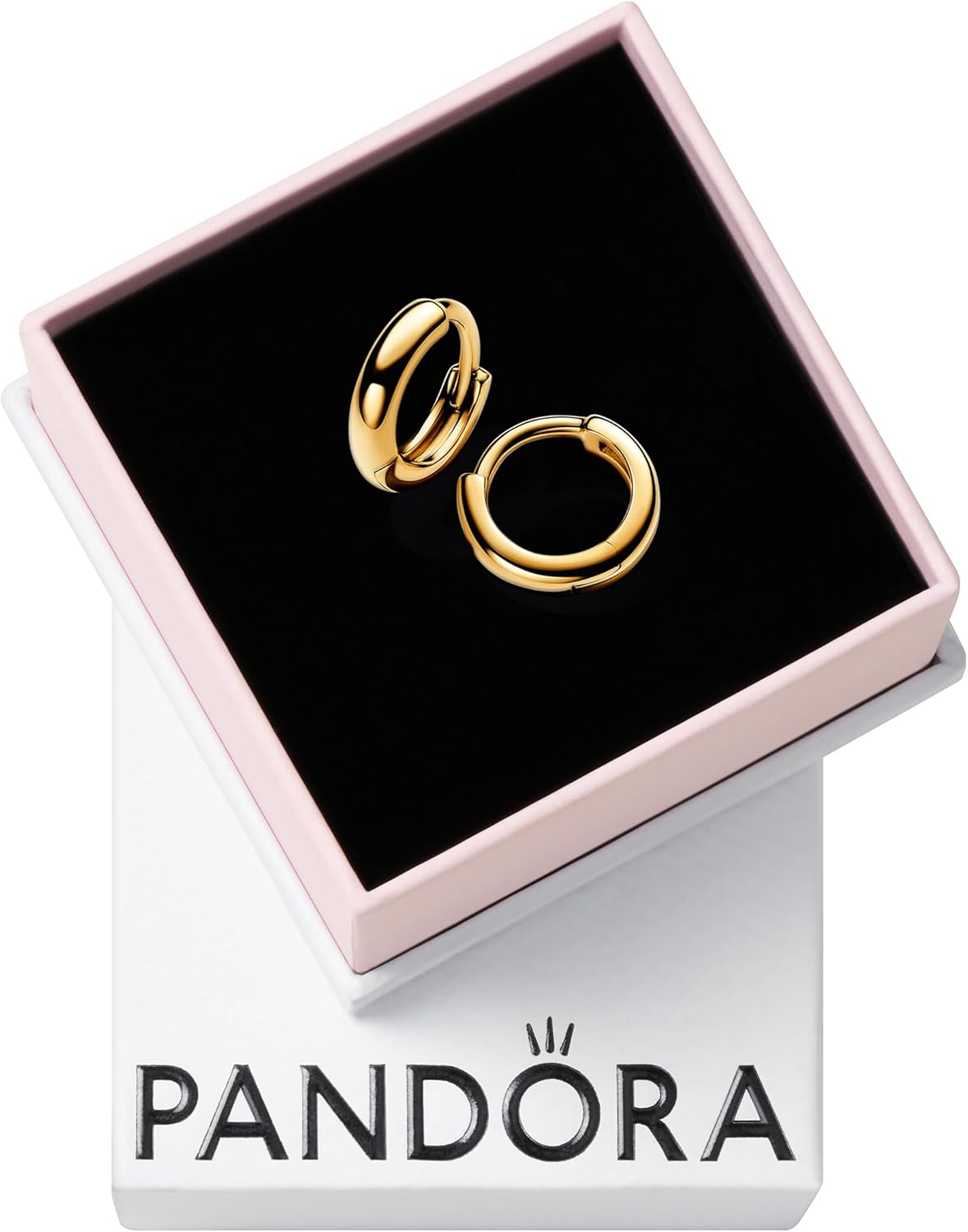 PANDORA Essence Round Huggie Hoop Earrings - 14k Gold-Plated Earrings - Gift for Women - Includes Gift Box