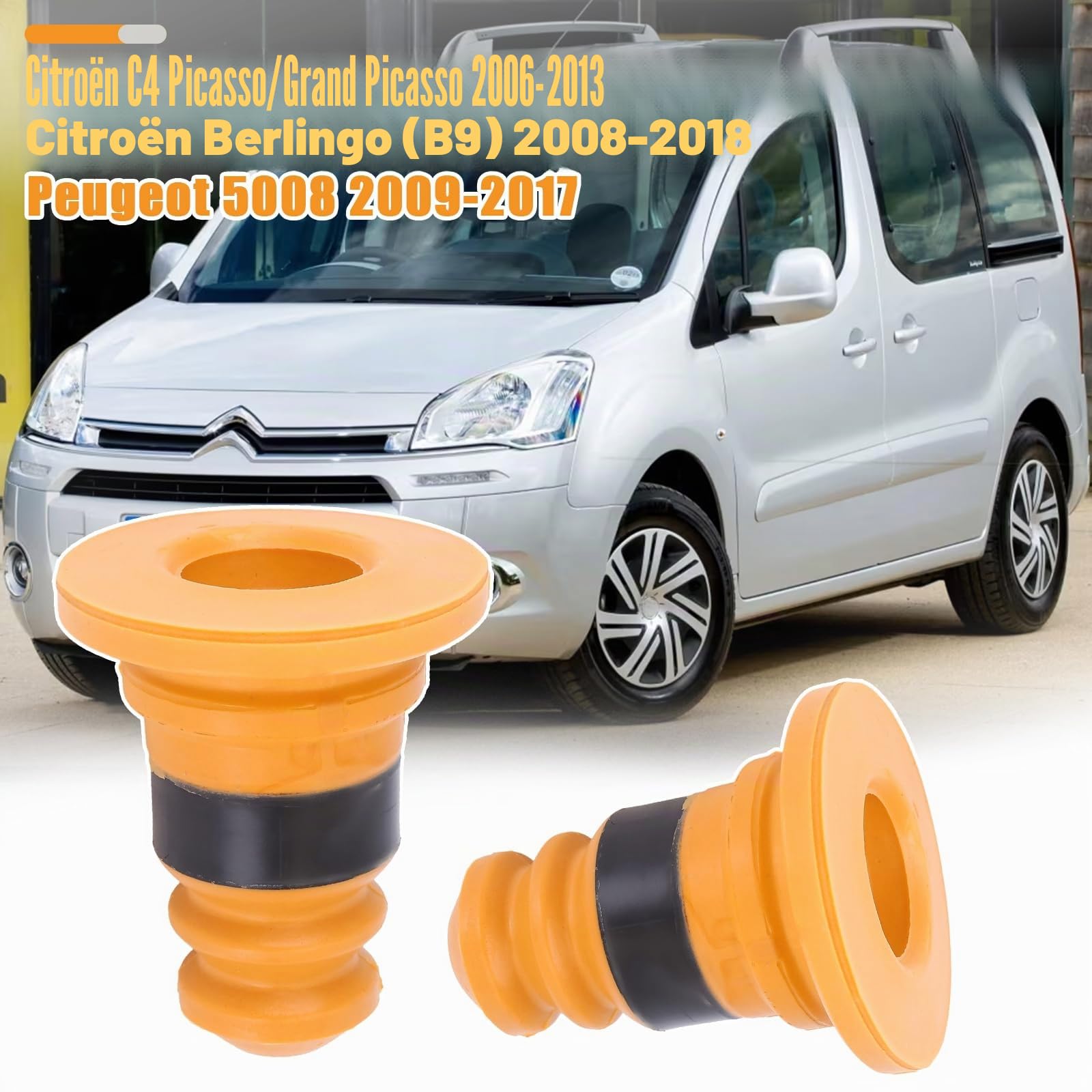 2 x Butée de Suspension Arrière, pour Citroën C4 Picasso/Grand Picasso 2006-2013 Citroën Berlingo (B9) 2008-2018 Peugeot 5008 2009-2017 Ressorts d'arrêt de Suspension Arrière en Caoutchouc