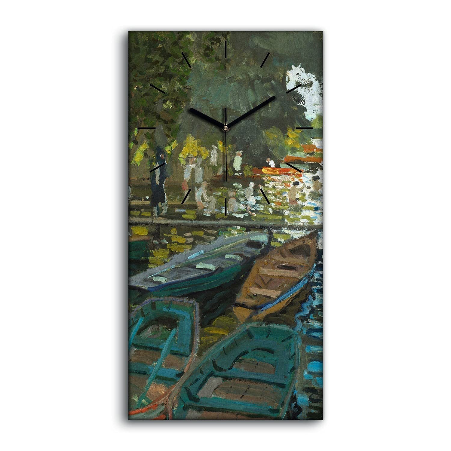 Horloge sur Toile Sans Tic-Tac avec Mains Noires Style Grenouillère 30x60cm