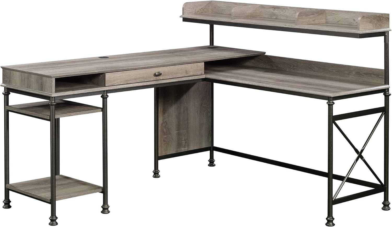 Sauder Canal Street L-Desk, in Northern Oak finish