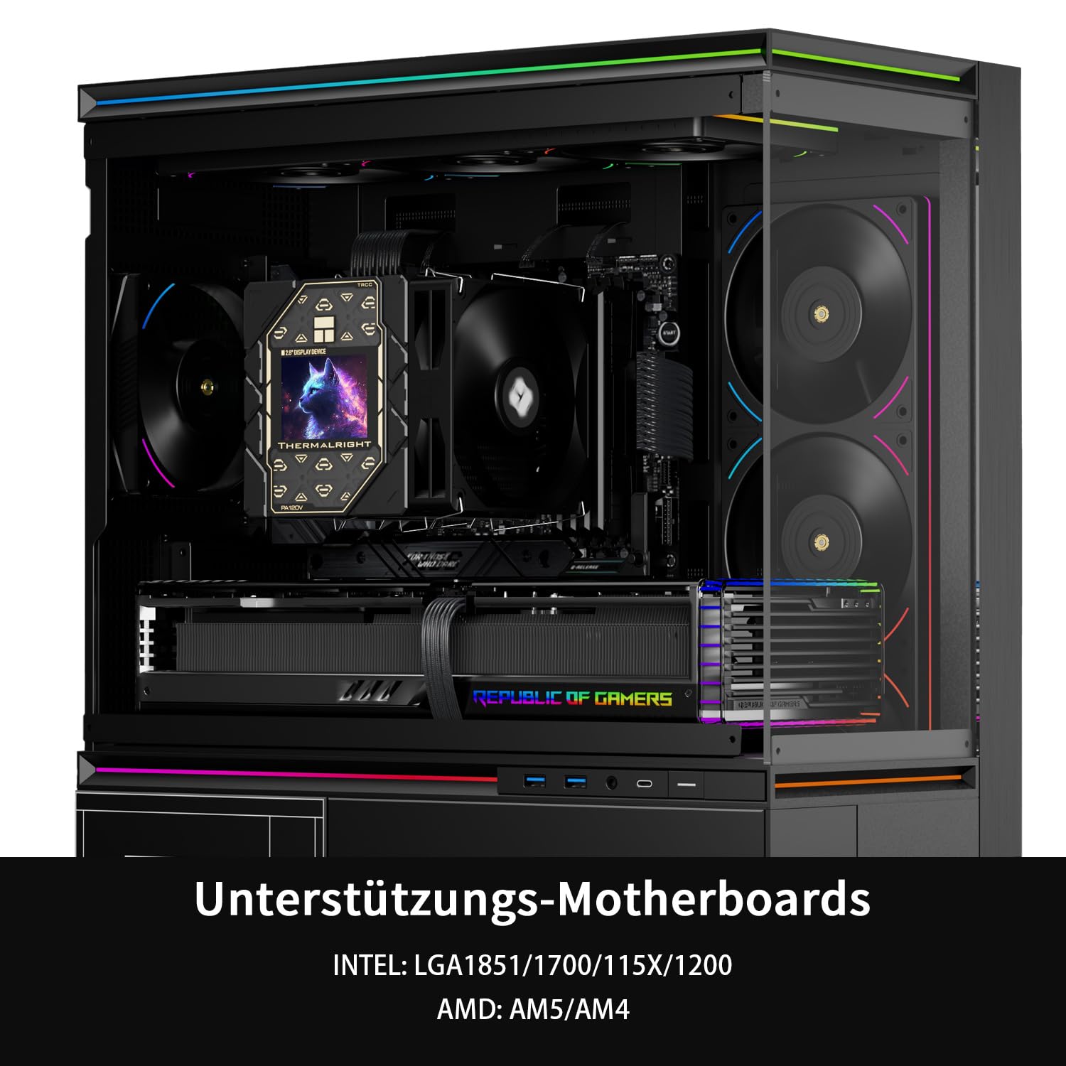 Thermalright Peerless Assassin 120 Vision Black CPU chłodnica powietrza, Dual-Tower 1850 obr./min, ekran IPS o rozdzielczości 320 x 240 i 2,8 cala, chłodzenie komputera do Intel LGA1851/1700/115x i