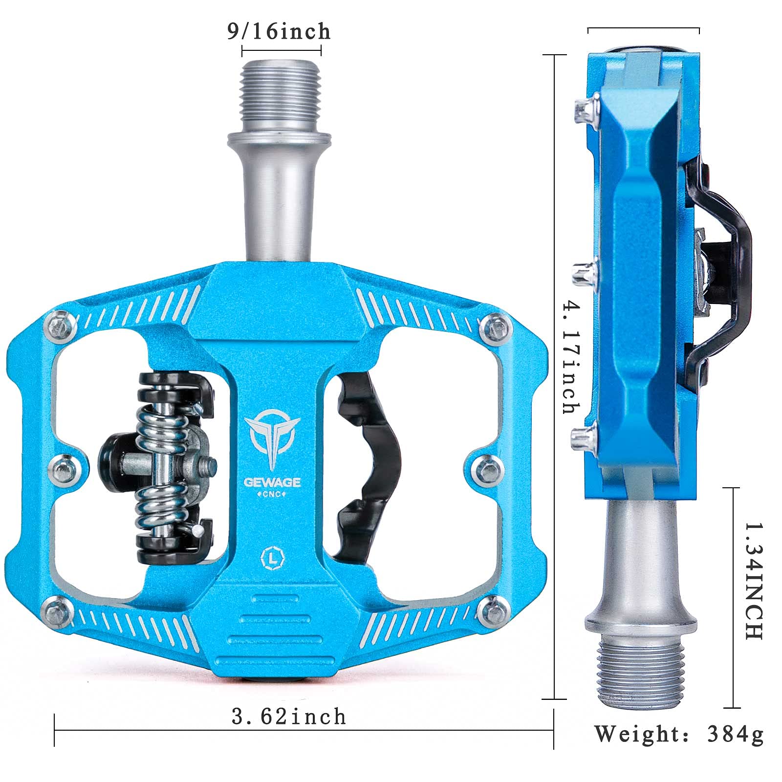Mountainbike-Pedale – Dual-Funktions-Flach- und SPD-Pedal – 3 versiegelte Lagerplattform-Pedale SPD-kompatibel, Fahrradpedale für BMX-Spin-Heimtrainer, Peloton, Trekkingrad