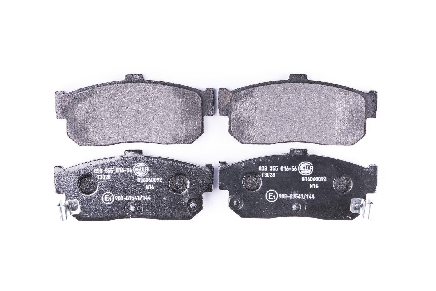 HELLA 8DB 355 016-561 Brake pad set - with acoustic wear warning - T3028 - for e.g. INFINITI / NISSAN