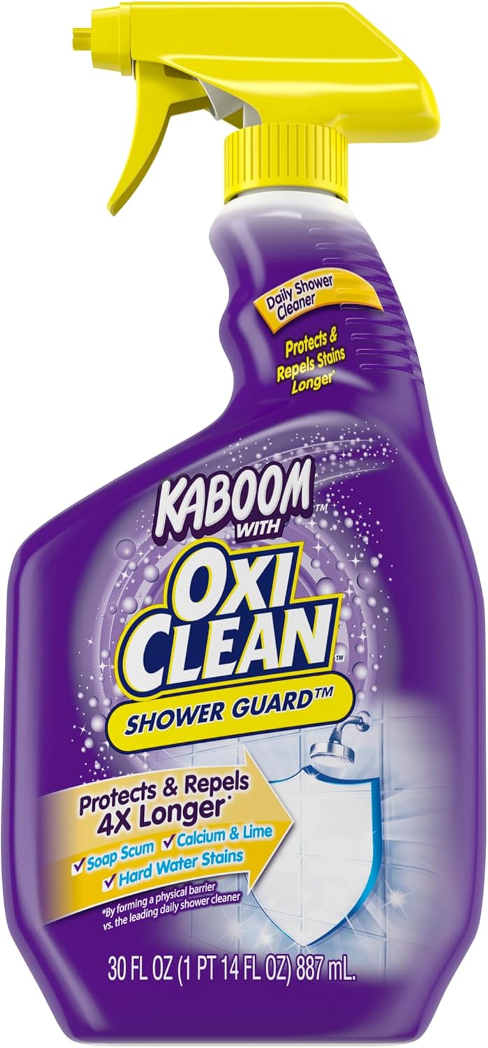 OxiClean Shower Guard Daily Shower Cleaner 30 oz - Repels Soap Scum, Hard Water Stains 4X Longer, No Scrub Needed