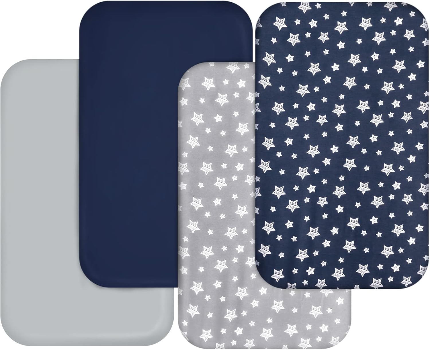 Bassinet Sheets for Boys 4 Pack(33" x 20"), Compatible with Mika Micky, Baby Delight, Dream On Me, Koola Baby, AMKE and Other Rectangle Bassinet Mattress