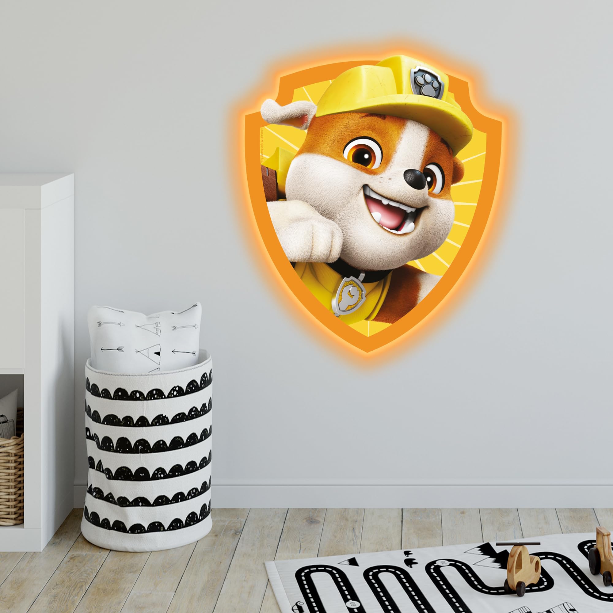 Themed Yellow Paw Patrol Rubble Led Backlit Wallpop