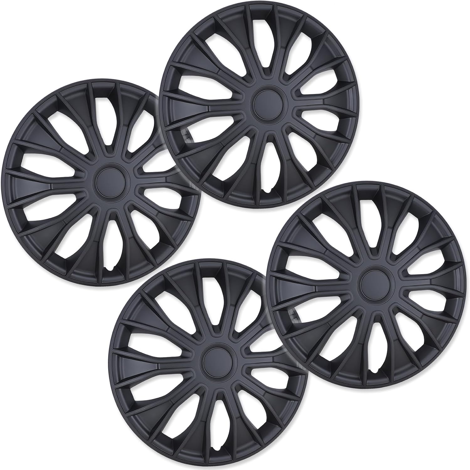 15 Inch Hubcaps,Universal Black Matte Wheel Rim Covers–Set of 4 ABS&PC Material Hub caps,Snap-on Replacement Caps for Car,Pickup Truck,SUV etc - 15 Inch Black Matte 4-Pack