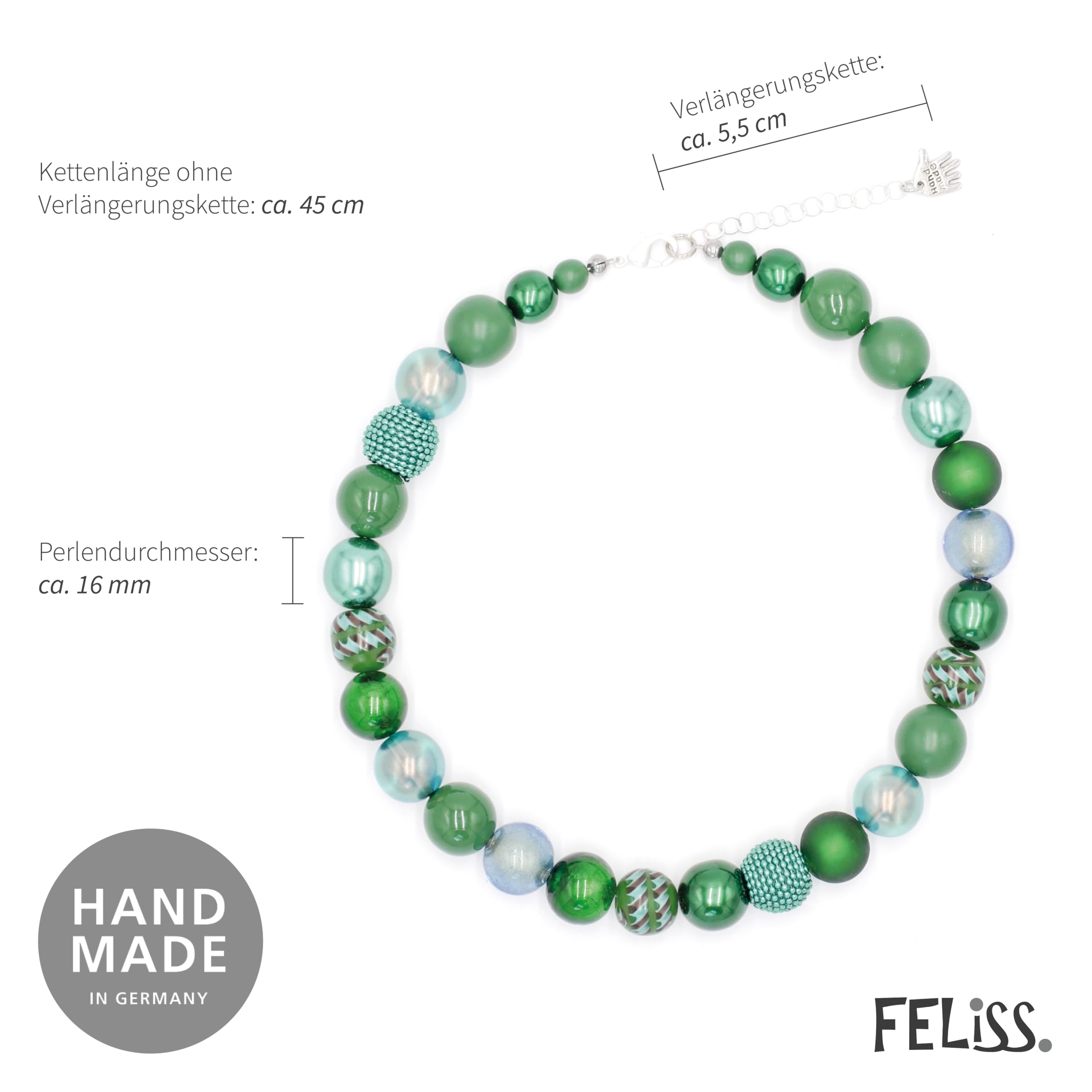 Perlenkette Halskette Damen Handmade 45 cm Statement Kette