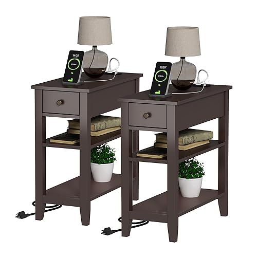 ChooChoo Narrow End Table Set of 2,Side Table Living Room