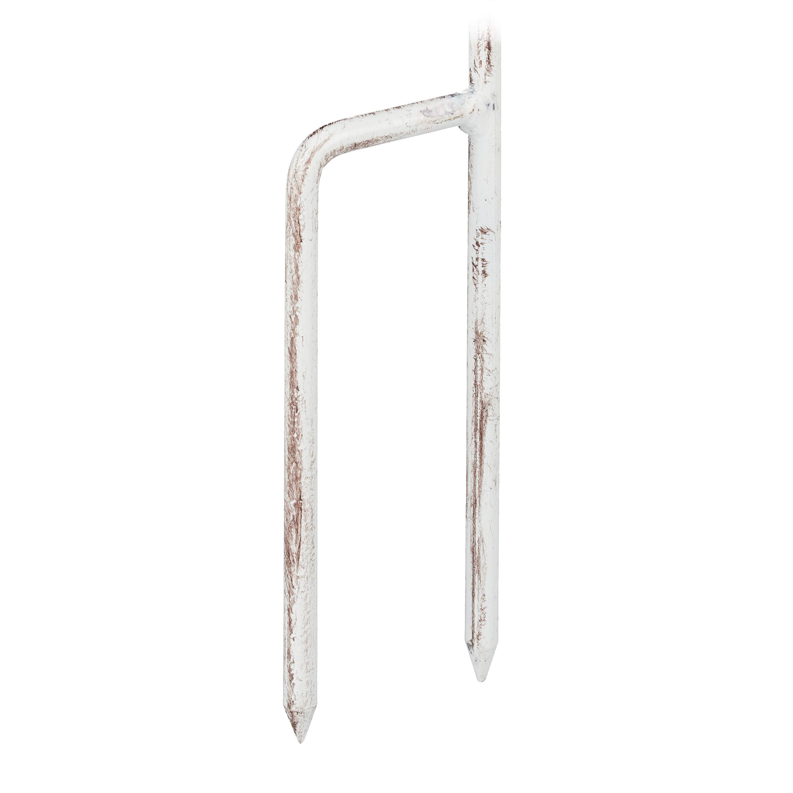 relaxdays Abreuvoir pour Oiseaux en Fonte, avec pic de Terre, Décoration pour Jardin, Mangeoires, 1 m de Hauteur, Blanc
