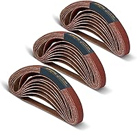 Vista 8 de POWERTEC Correas de lijado de 1/2 x 18 pulgadas, 20 unidades, bandas de óxido de aluminio de grano 40 para lijadora de banda de archivos de aire