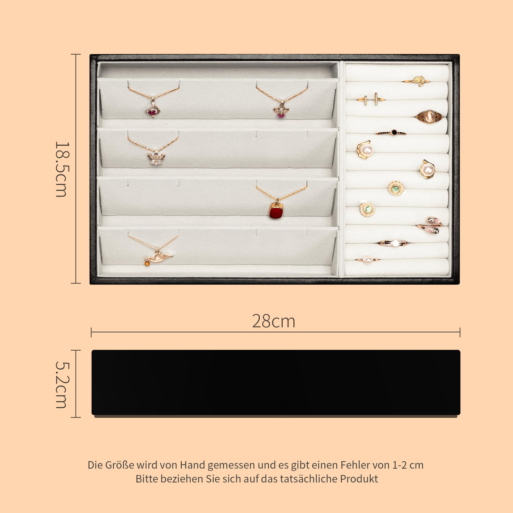 Luxe uittrekbare antraciet sieradenlade - Juwelenbox met soft-close