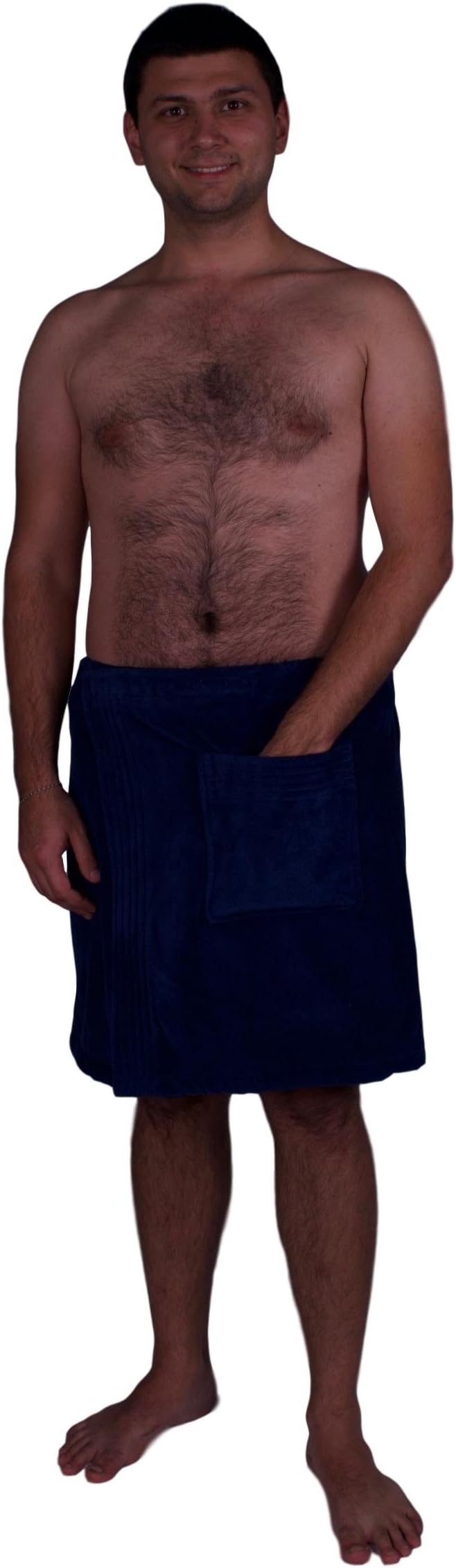 Puffy Cotton Terry Velour Cloth Spa Body Wrap/Towel Wrap for Men - Navy Blue