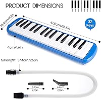Vista 4 de CAHAYA Melodica 2 Juegos de Tubos de Boquillas Dobles Melódicas Estilo Piano 32 Teclas Portátil con Bolsa de Transporte, Azul, CY0050-2