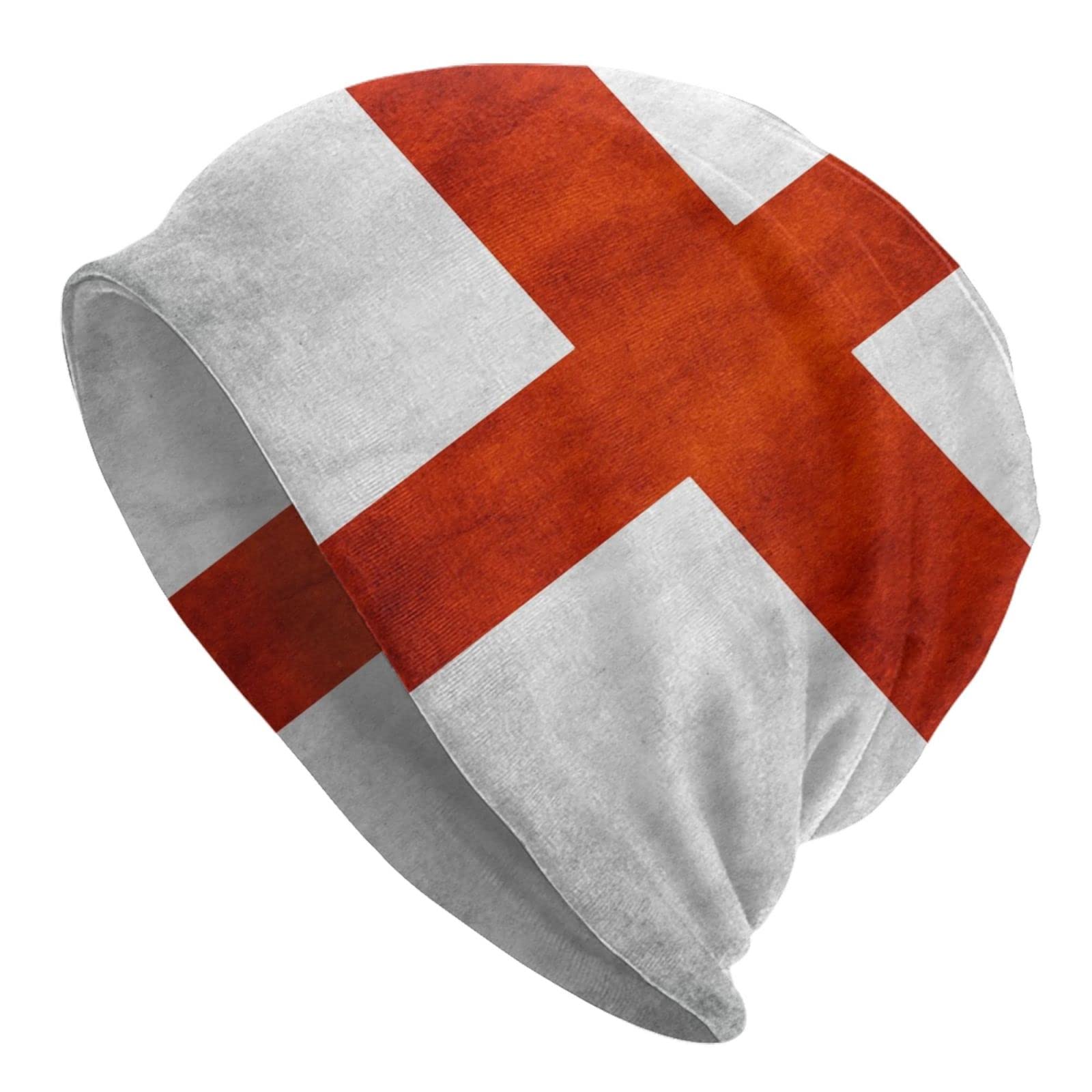 Djngn Unisex As Pic Vintage St George's Cross England Flag Beanie Chemo Hat Cancer Headwear Knitted Hats Baggy Slouchy Scarf Cap For Adults Women Men