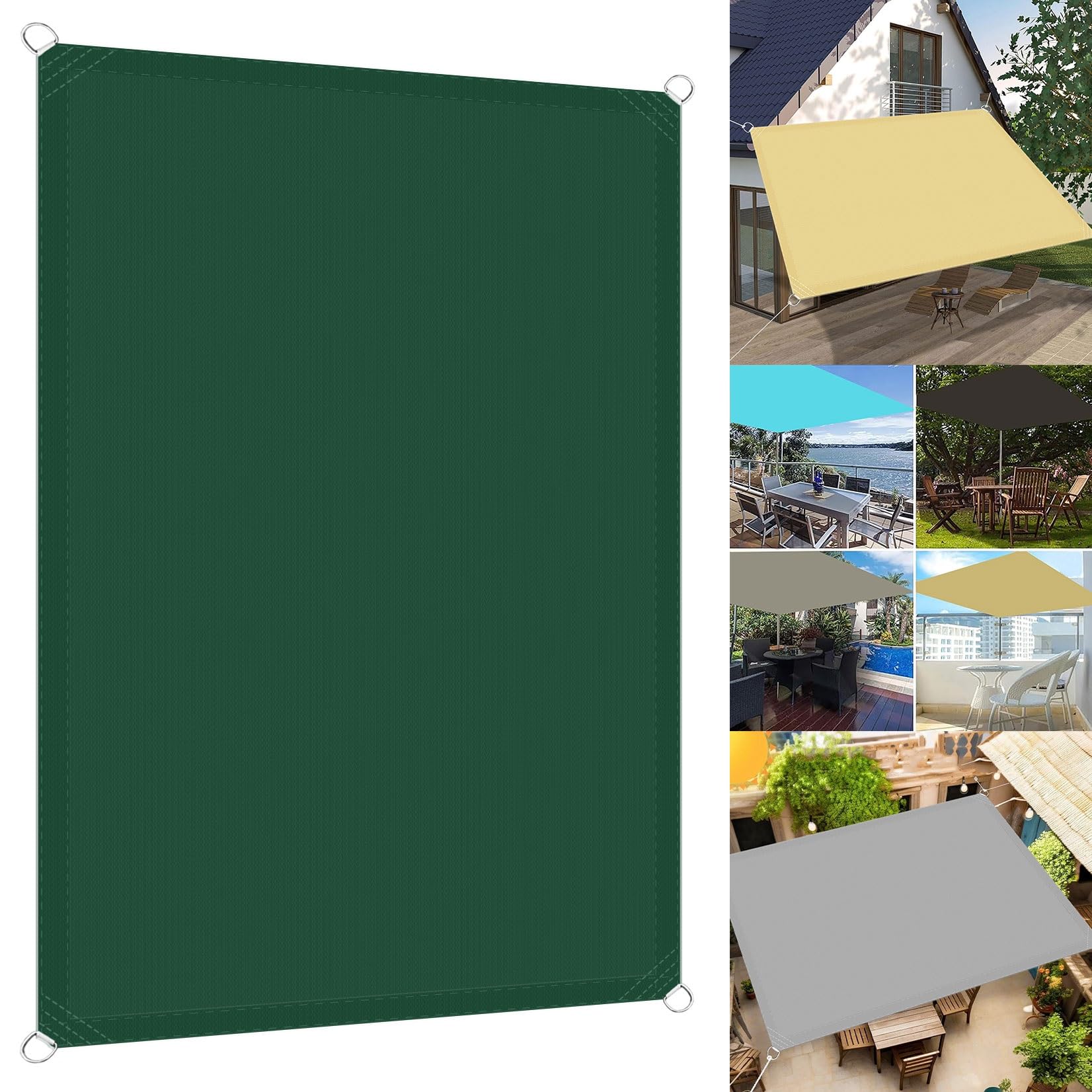 KLGFBDC 8.5x8.5m with Fastening Ropes Durable UV Protection Shade Sail for Outdoor Patio Garden Camping Weatherproof Sunshade Canopy in Dark Green