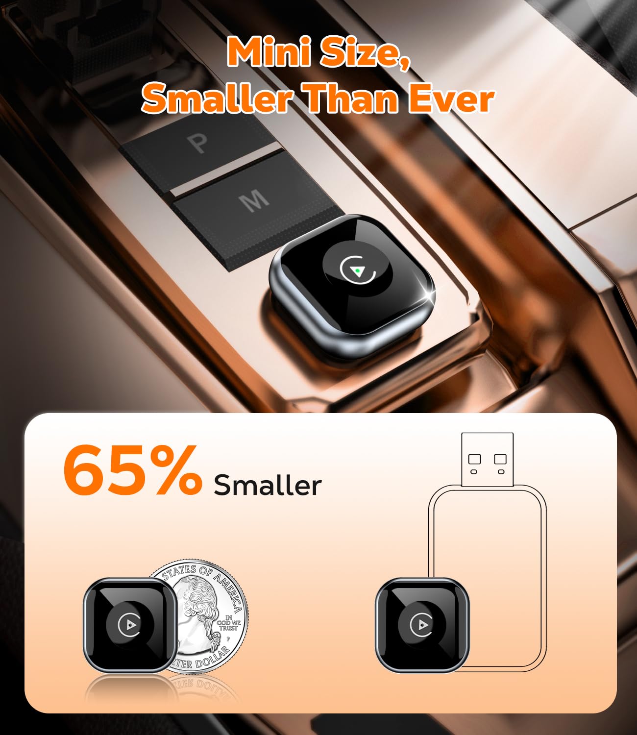 Adattatore CarPlay wireless SOLO per Apple CarPlay Cablato installato In Fabbrica & iOS 10+ – Converte Car Play Cablato in Wireless – USB C/A Plug & Play, Super Mini, Connessione Bluetooth Stabile