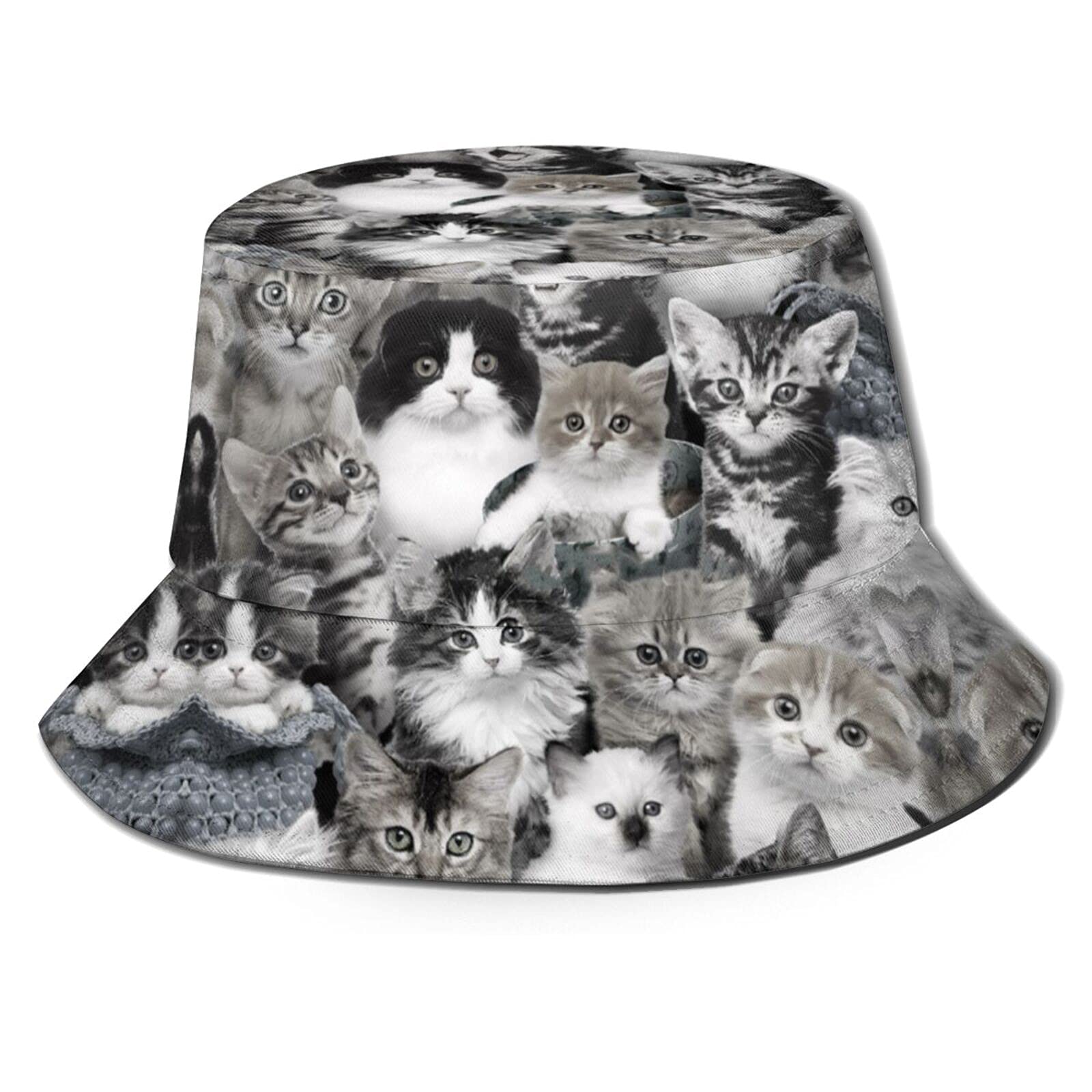 Kwqdozf Unisex Cat Printed A2 Cute Cat Bucket Hat Cat Printed Bucket Hats Cat Lover Hat Cute Cap For Outdoor