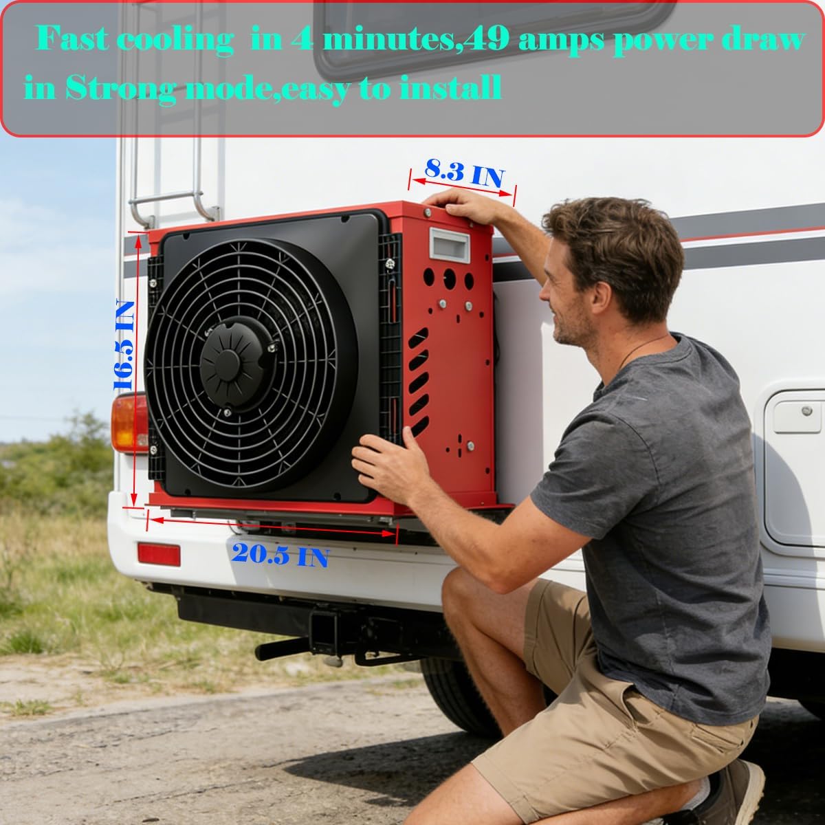 12V RV Air Conditioner Split Type 11000BTU RV AC Unit Truck Cab Air Conditioner Fast Cooling Quiet Mini Split Camper AC Air Conditioner Universal Fit Vans Trucks Tractor Trailers