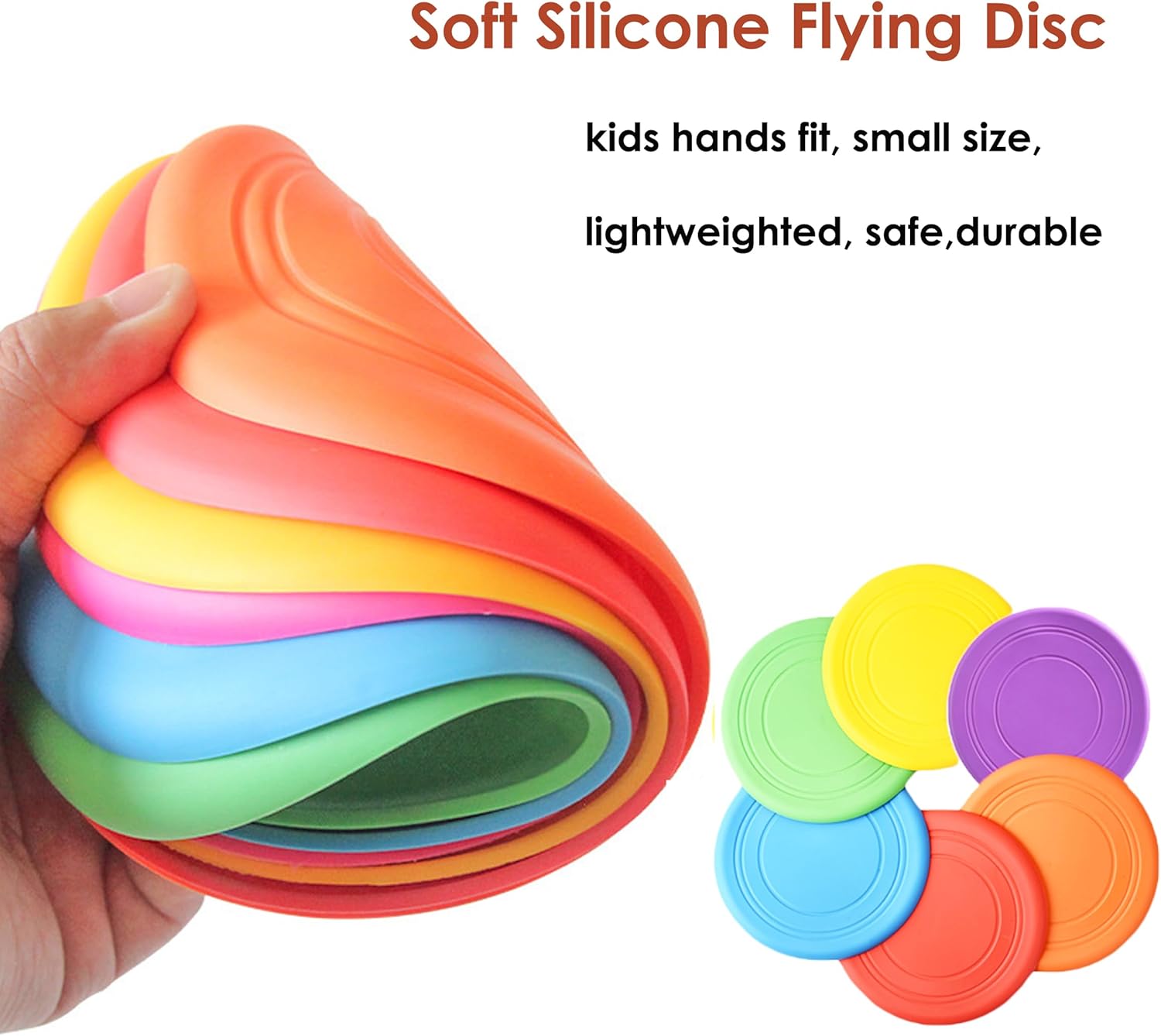 Kids Flying Disc Toy Outdoor Playing Lawn Game Disk Flyer for Kindergarten Teaching Soft Silicone Colorful 6 Pack Bulk Set