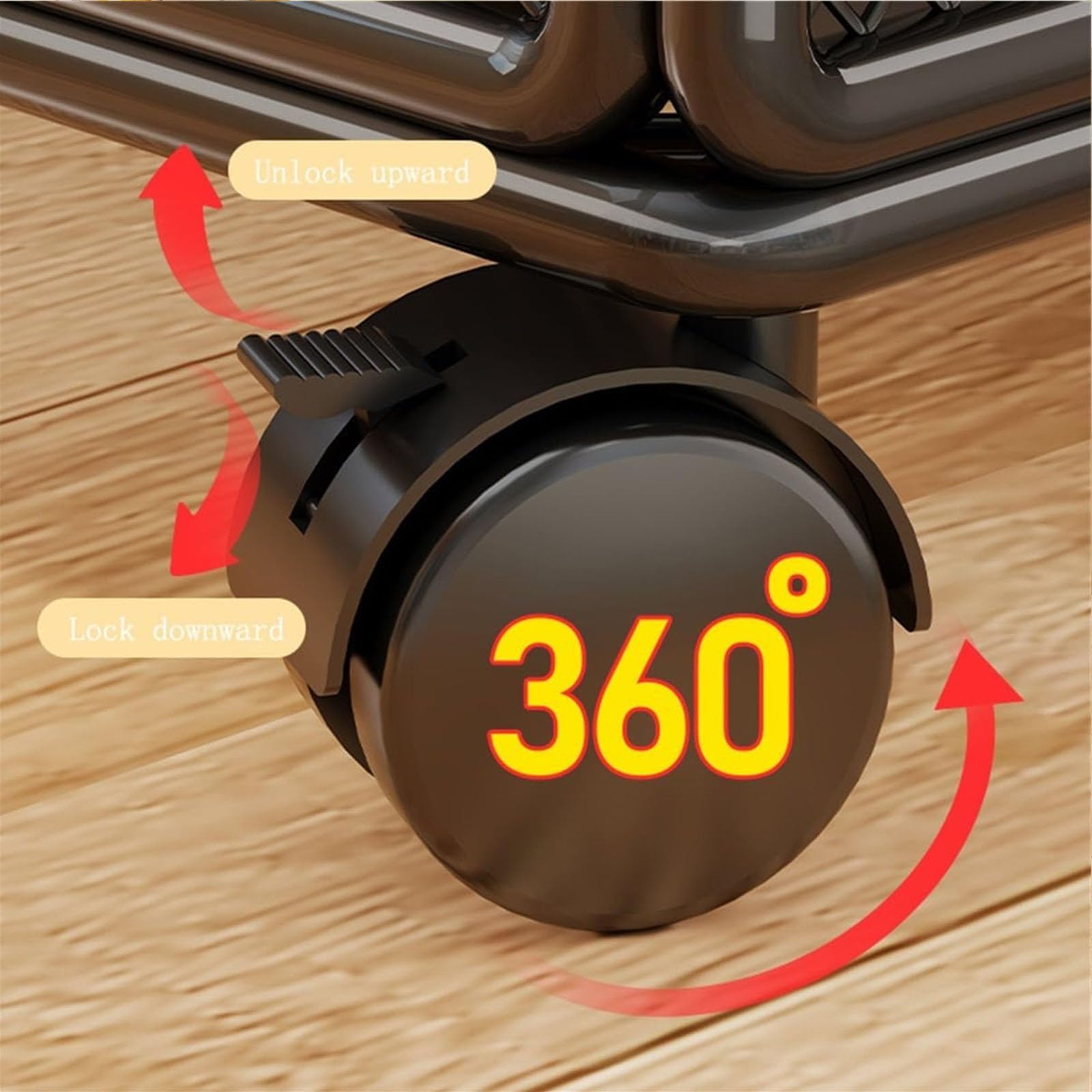 Mavoli Carrito De Almacenamiento De Rejilla Metálica con Ruedas Giratorias De 360° con Bloqueo, Asas De Madera, Organizador De Ventilación Abierta para Cocina, Sala De 48x30x30cm