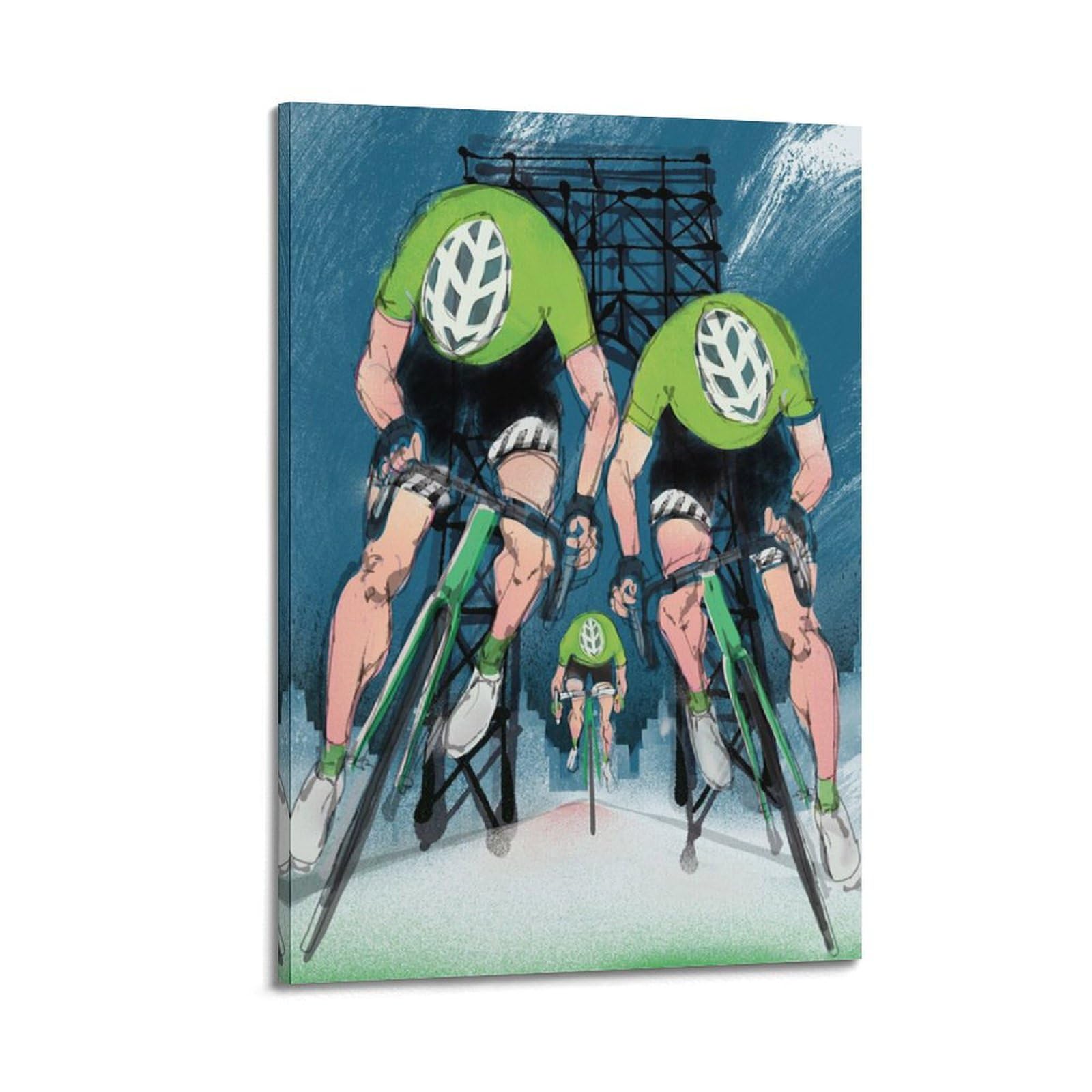 DLJGDS Quadro decorativo da parete su tela con illustrazione di squadra sportiva e ciclismo, decorazione moderna per camera da letto, 50 x 75 cm