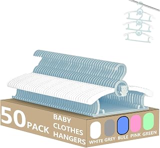 Baby Clothes Hangers 50 Pack, Plastic Kids Hangers Space Saving for Closet