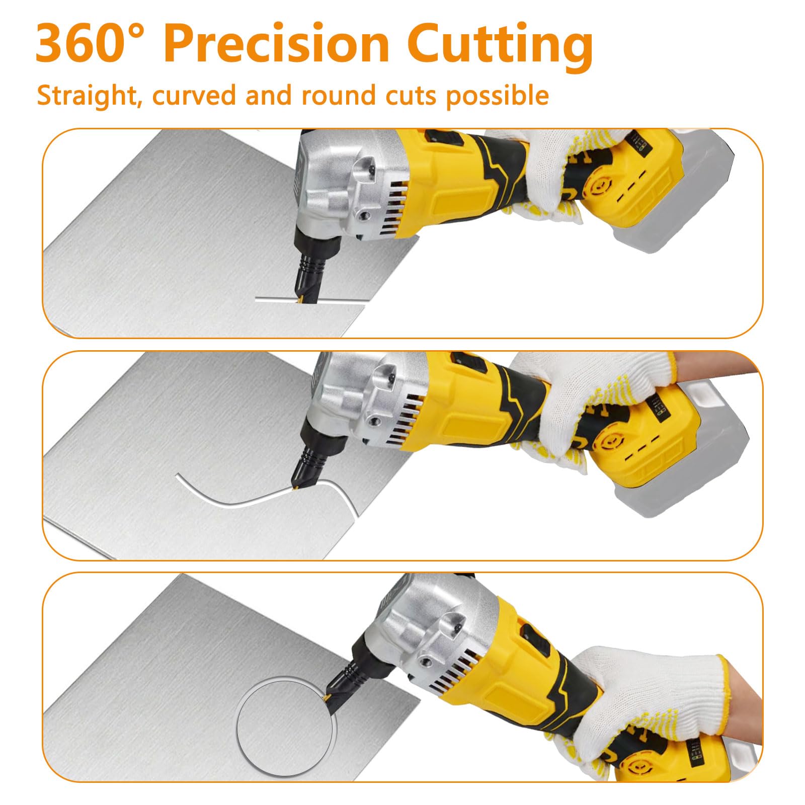 Grignoteuse sans fil Makita 18 V, cisaille électrique sans balais 1900 tr/min, tête rotative 360°, 3 vitesses, coupe acier inoxydable