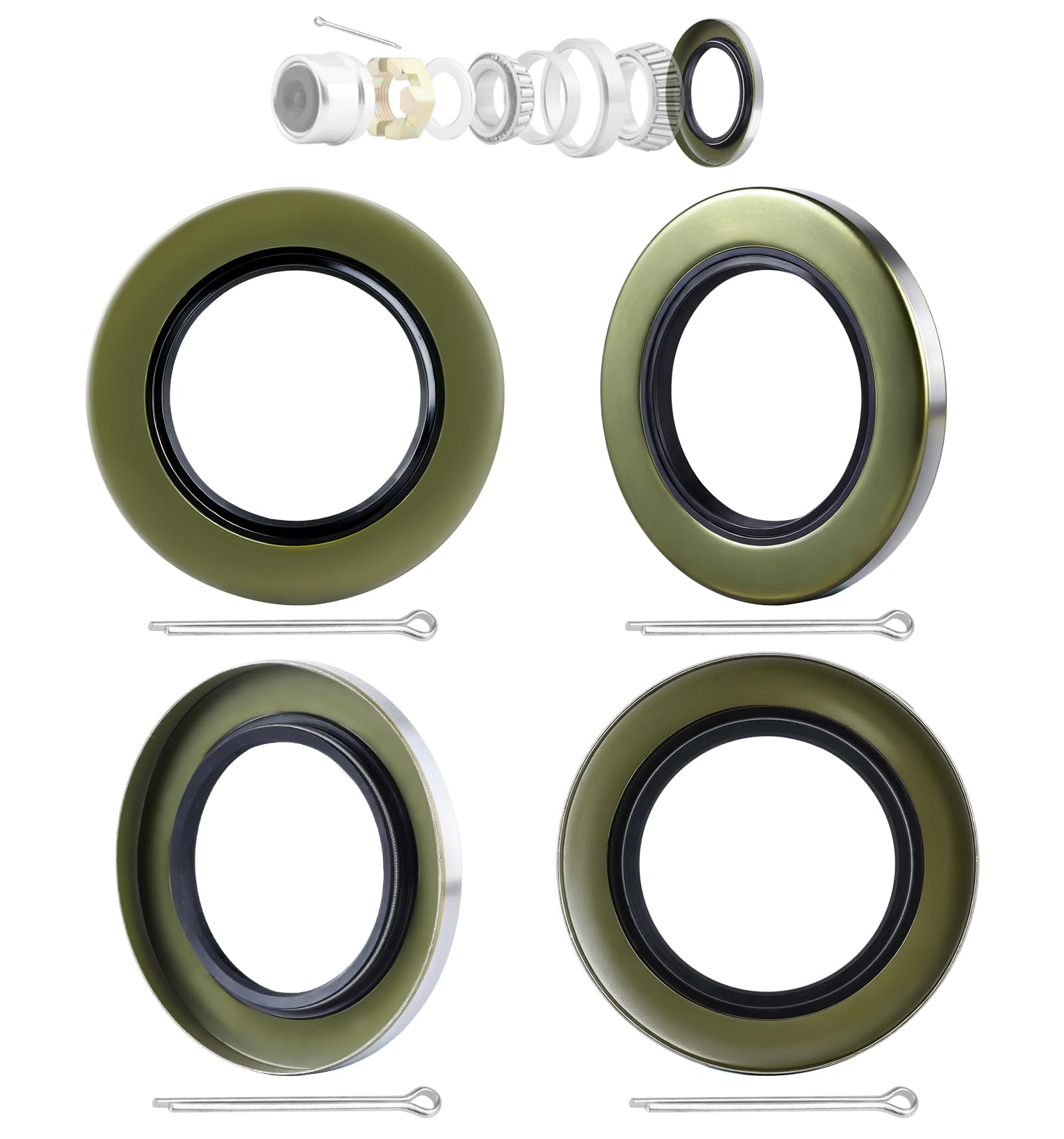 2.125"ID x 3.376"OD Trailer Hub Bearing Grease Seal for 5200-7000lb Axles.