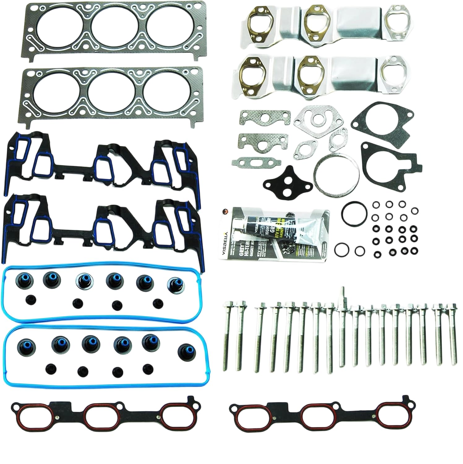 Partsflow Head Gasket W/ 16 Head Bolts for Buick Chevy Pontiac Oldsmobile