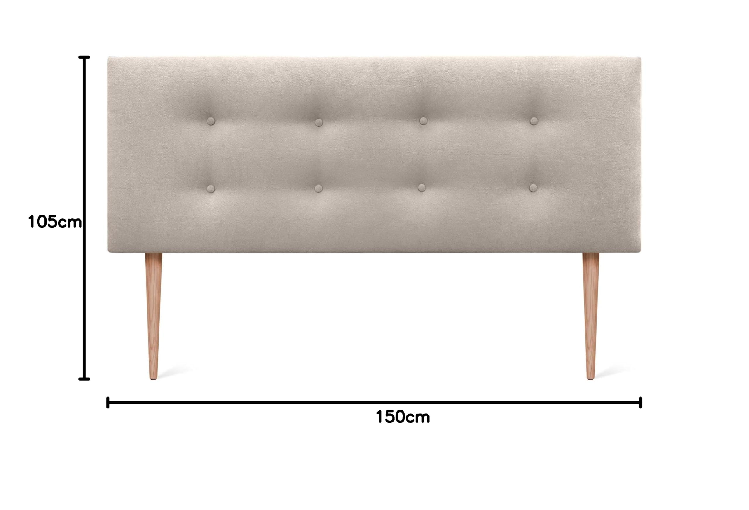 DHOME Cabecero de Polipiel o Tela AQUALINE Pro con 2 hileras de Botones y Patas Cabezal tapizado Cama Lujo (150x105cm con Patas (Camas 150/160), Tela Beige)