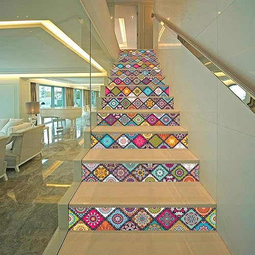 Miniatura 5 de Calcomanías 3D para escaleras, autoadhesivas, impermeables, autoadhesivas, papel tapiz de vinilo para escaleras, mural, decoración del hogar, 39.3