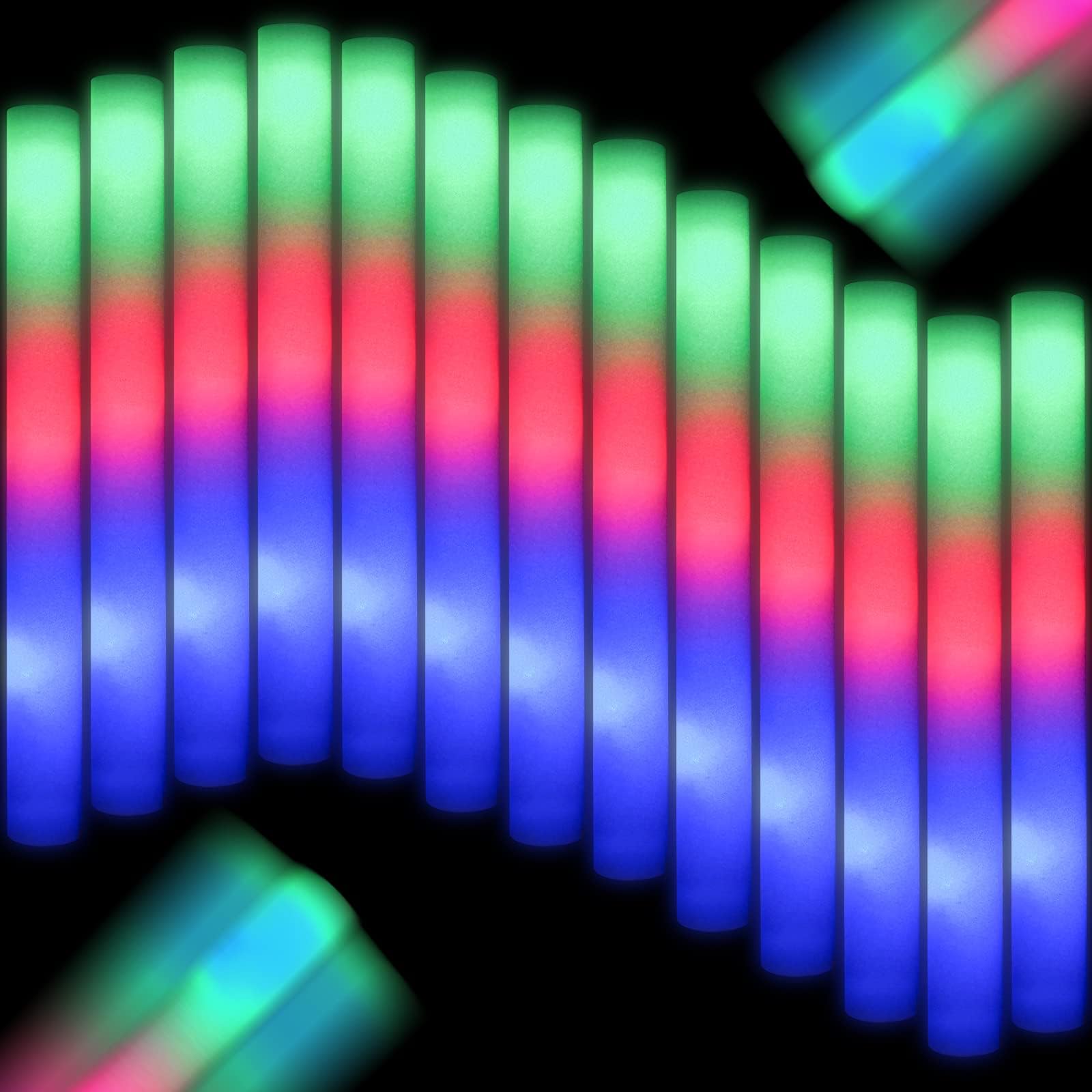 205 PCS Foam Glow Sticks, Glow Sticks Bulk Party Pack, Glow In Tthe Dark Party Supplies, Glow Foam Sticks Bulk with 3 Modes Colorful Flashing, Foam