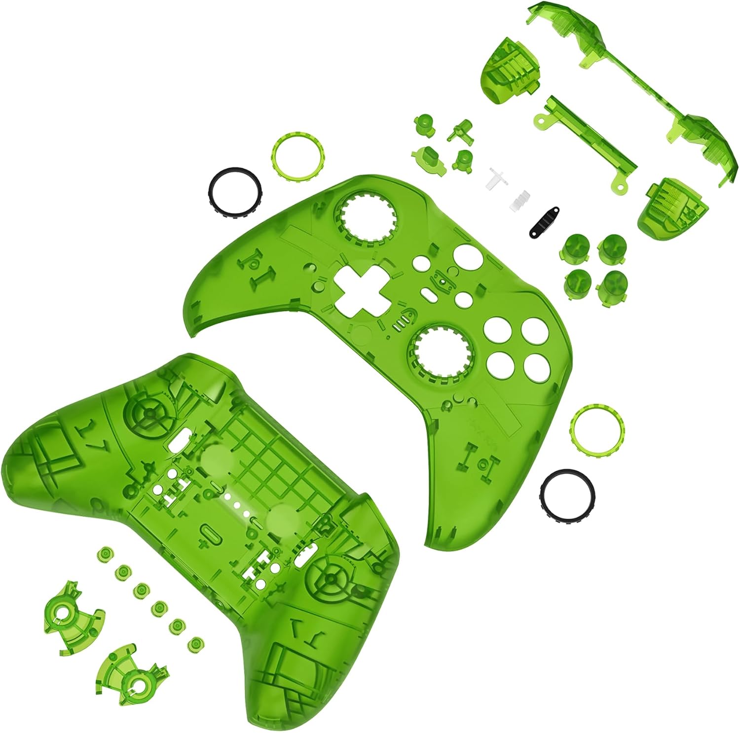 eXtremeRate Full Set Shell Buttons for Xbox One Elite Series 2 Controller, Clear Green Replacement Faceplate Back Plate Bottom Shell with Buttons for Xbox Elite Series 2 Core Controller - Model 1797