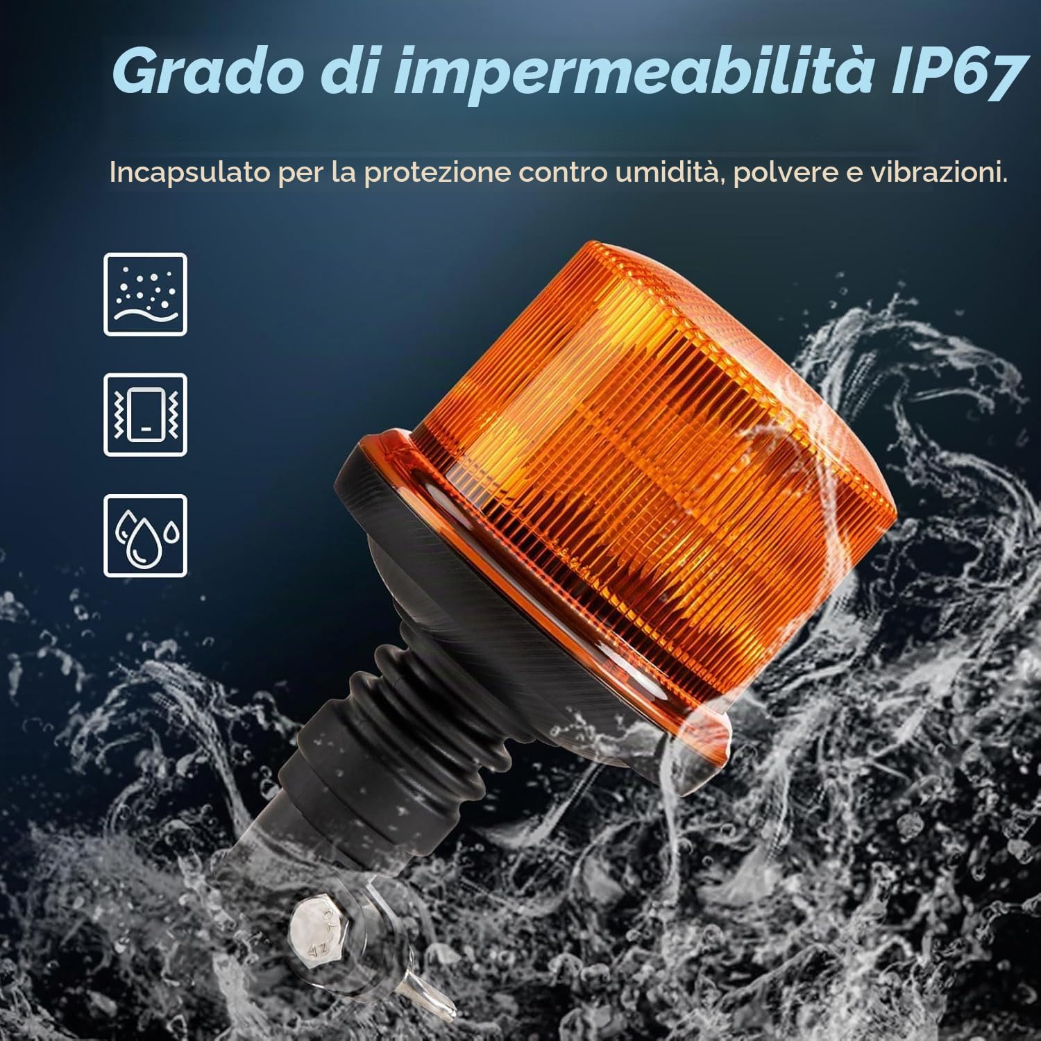 2 Fari Rotanti LED Arancioni, 4 Modalità Lampeggiante e 3 Modalità Rotanti 1 Modalità Crociera, 12V-24V CC IP67 per Auto, UTV, Trattore, Carrello Elevatore, Carrello da Golf