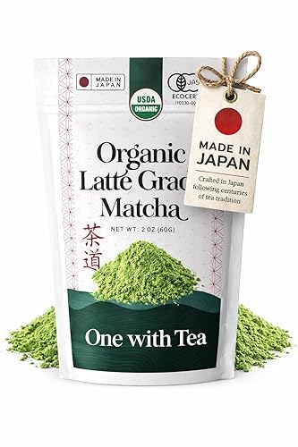 Matcha en polvo orgánico de 2 onzas, matcha de grado ceremonial, té verde japonés de Japón, USDA orgánico, matcha suave para bebidas calientes y