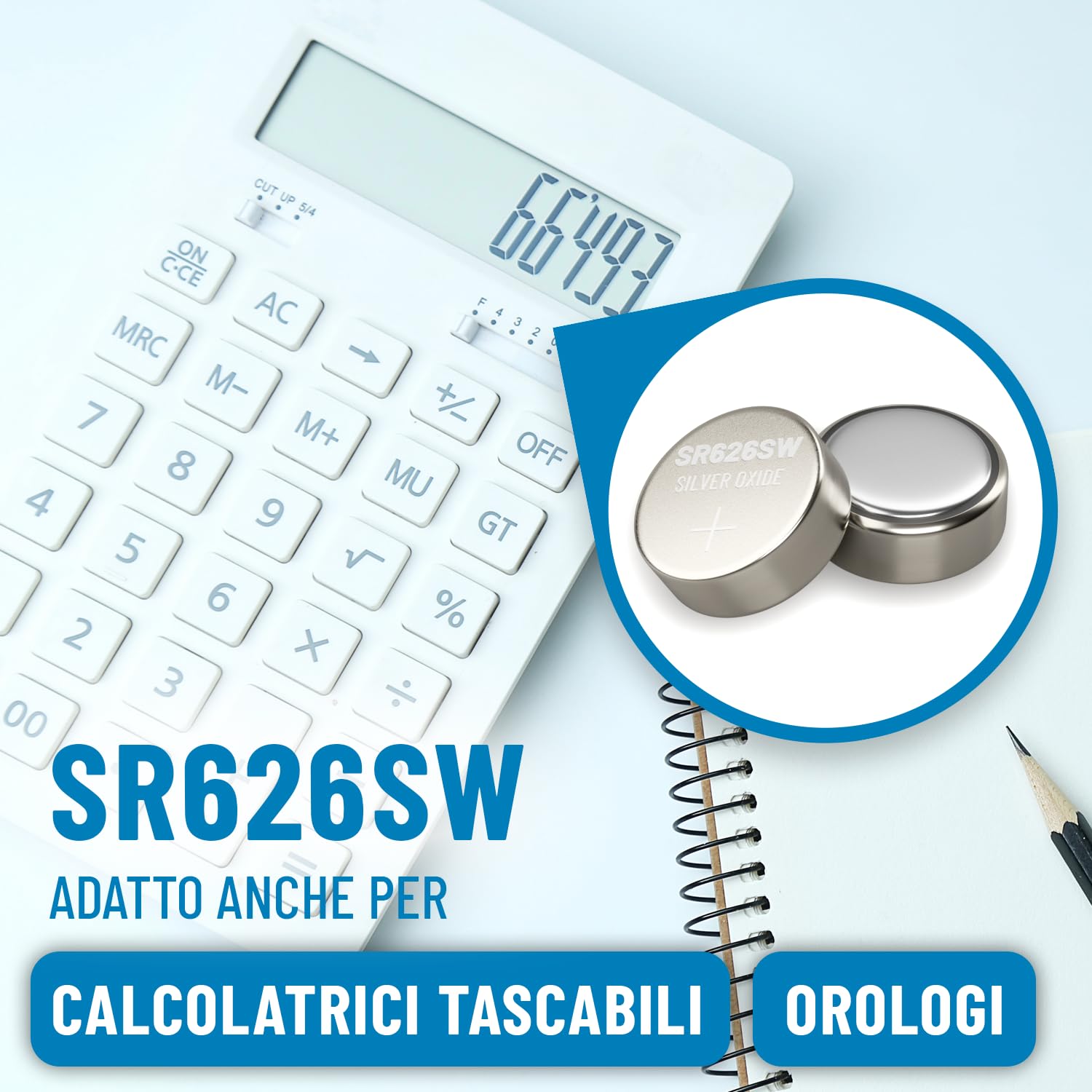 ABSINA 10x Batteria SR626SW orologio 1,55V ossido d'argento - batteria orologio SR 626 SW a tenuta stagna e lunga durata - Pile SR626SW 377 - Pila SR 626 SW