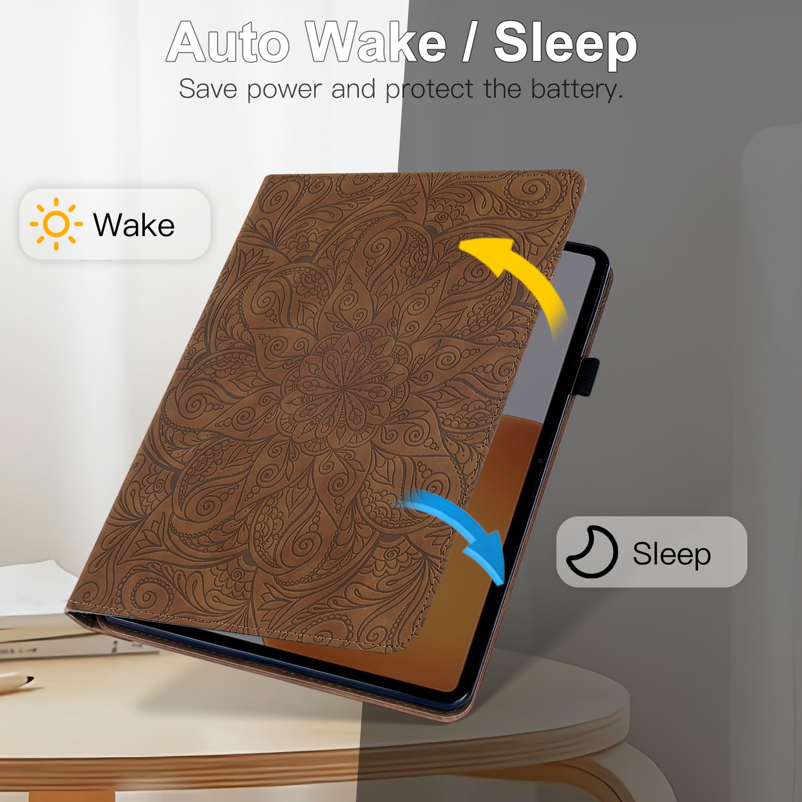 Custodia per iPad (A16) 11 Generazione 11 Pollici 2025/iPad 10 Generazione 10,9 Pollici 2022, Custodia in Pelle PU con Supporto Girevole a 360° e Slot, Protettiva Smart Cover, Marrone