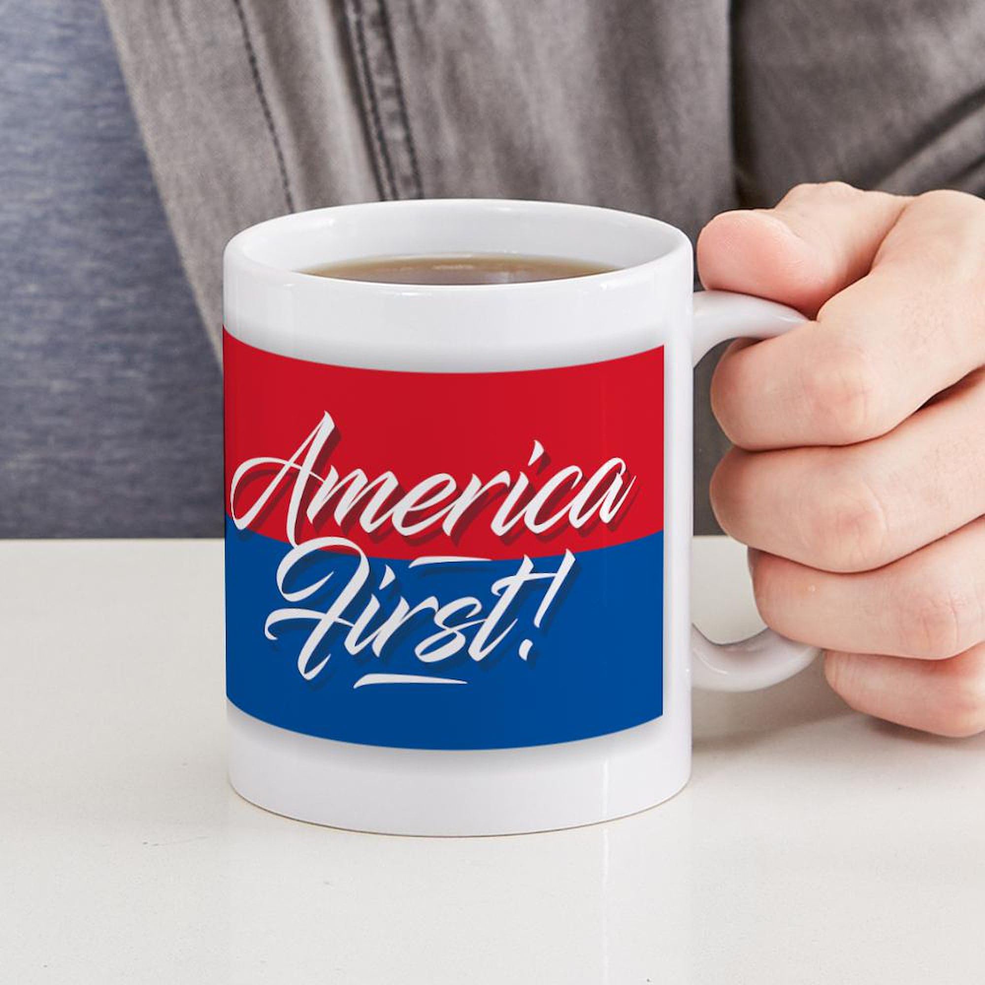 Amazon.com | CafePress America First Mugs 11 oz (325 ml) Ceramic Coffee Mug:  Coffee Cups & Mugs