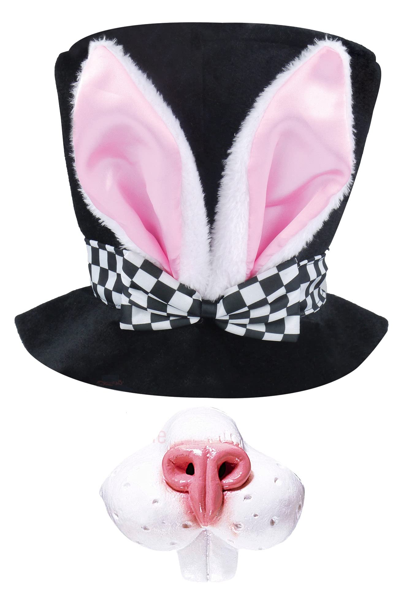 Mega_JumbleSale® Children Alice in Wonderland, Bunny Ears with Bow Hat + Bunny Nose | Animal. Farm Rabbit, Bunny Theme Party/Book Day, Tea Party Dress Up Set Kids