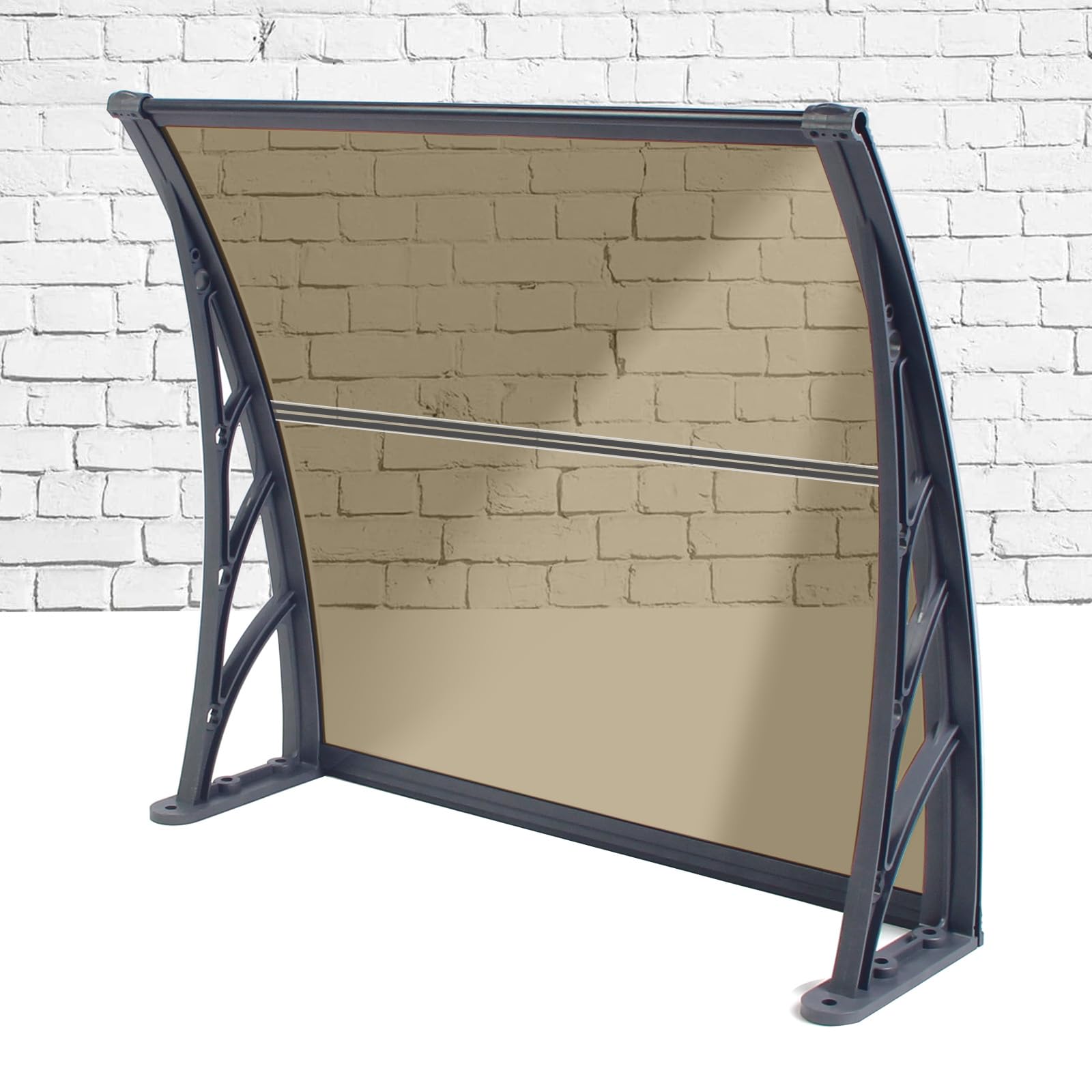 Marquesina Puerta Exterior 80x240cm, Marrón Policarbonato Transparente Resistente Toldo para Puertas Ventanas Entrada, Tejadillo Protección contra Sol y Lluvia