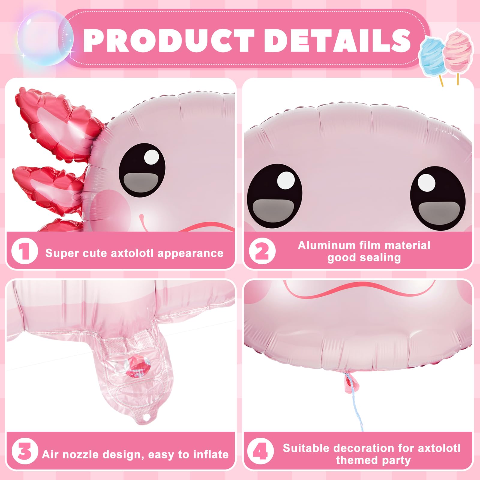 Leyndo 6 Pcs 24 Inch Inflatable Axolotl Pool Toys PVC Colorful