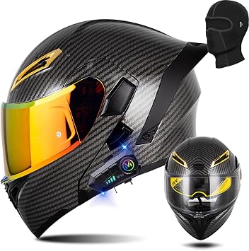 Bluetooth Motorcycle Helmet Dual Visor Flip up Modular Full Face Helmet with DOT Certification of Built-in Dual Speaker with Microphone Motorbike Street Bike Moped Helmet for Adult Men and Women