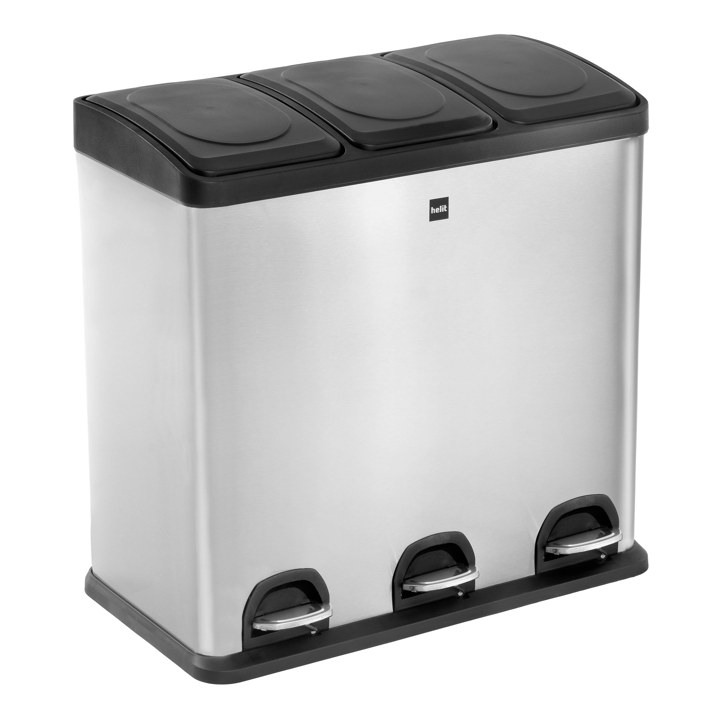 helit H2405200 - Mülltrennsystem the seperator Edelstahl 60 L | Mülleimer mit 3 x 20 Liter Behältern zur komfortablen Mülltrennung