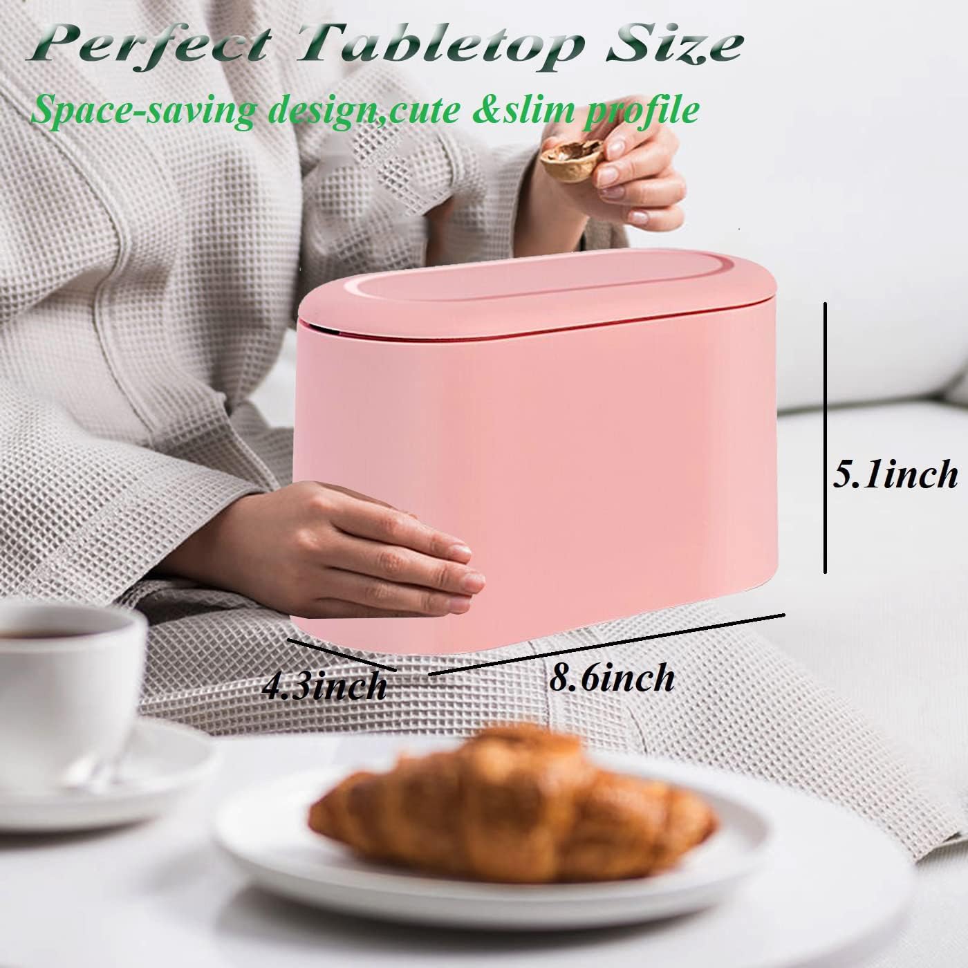 LTWQLing Mini Trash Can with Lid - Removable Small Garbage Can, Tiny Plastic Trash Bin, Pop Up Countertop Wastebasket, Counter Garbage Lint Bin for Bathroom,Office,Kitchen,Desk,Coffee Table(Pink) image 5