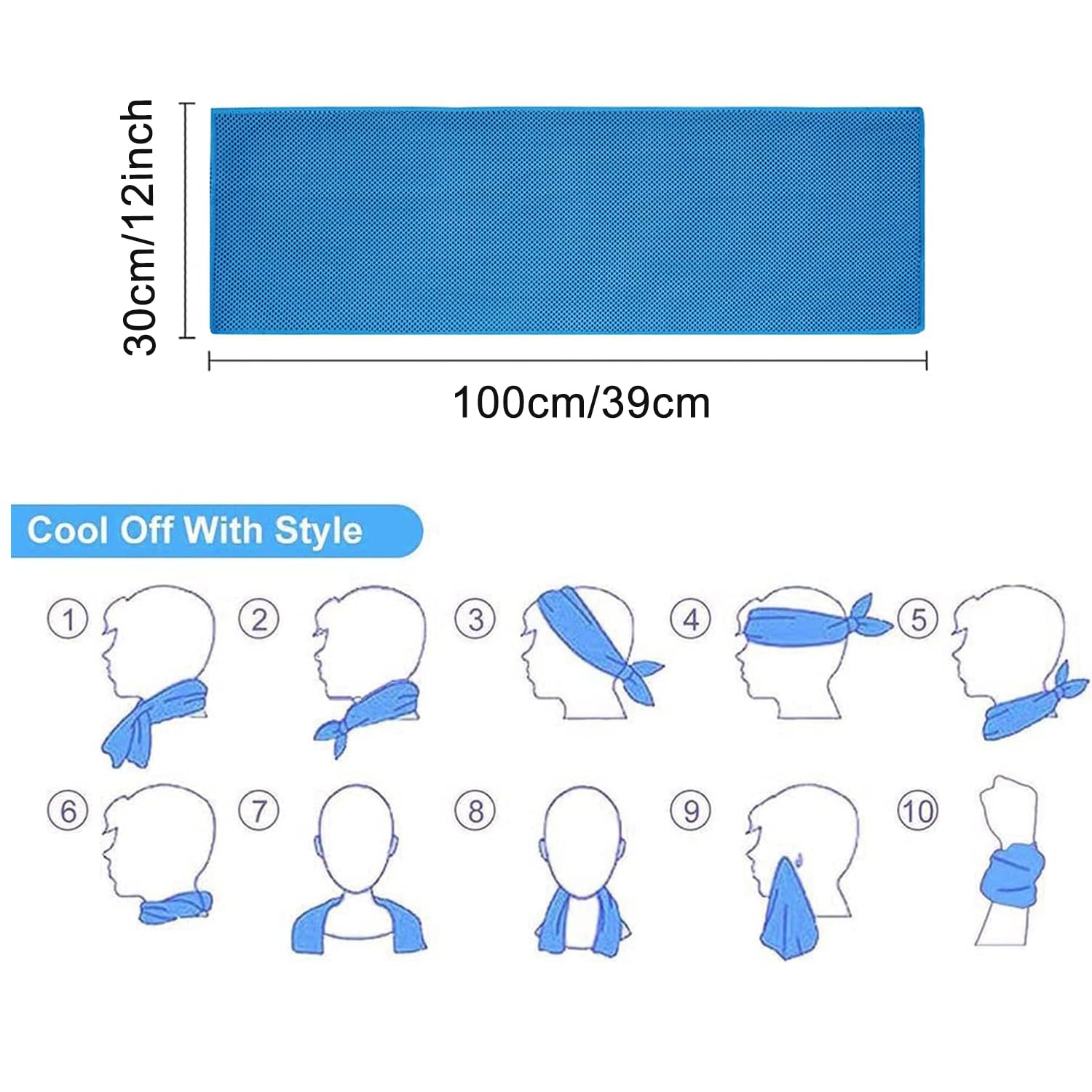 10 Piezas Toalla de Enfriamiento Toallas de Refrigeración Microfibra Transpirable Cooling Towel Toalla de Sudor para Gimnasio Yoga Golf Camping